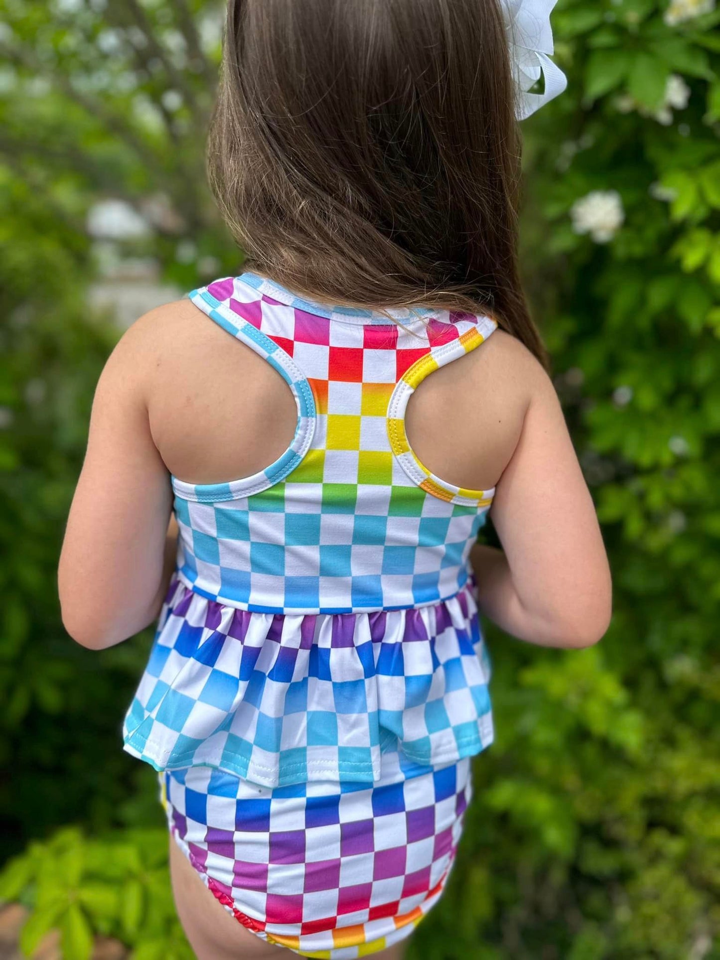 multicolored racerback swim