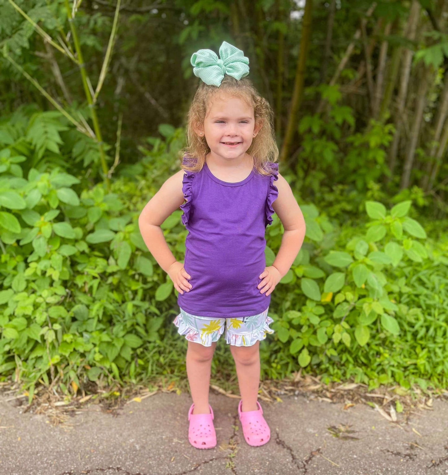 violet ruffle racerback tank