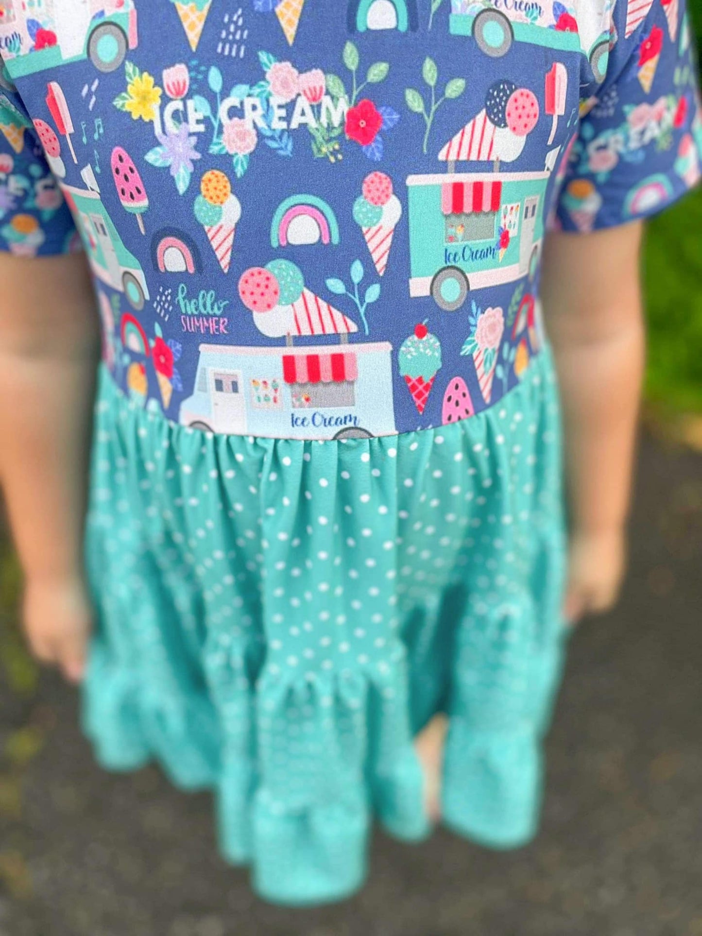 ice cream truck and watermelon polka dot bella twirl dress