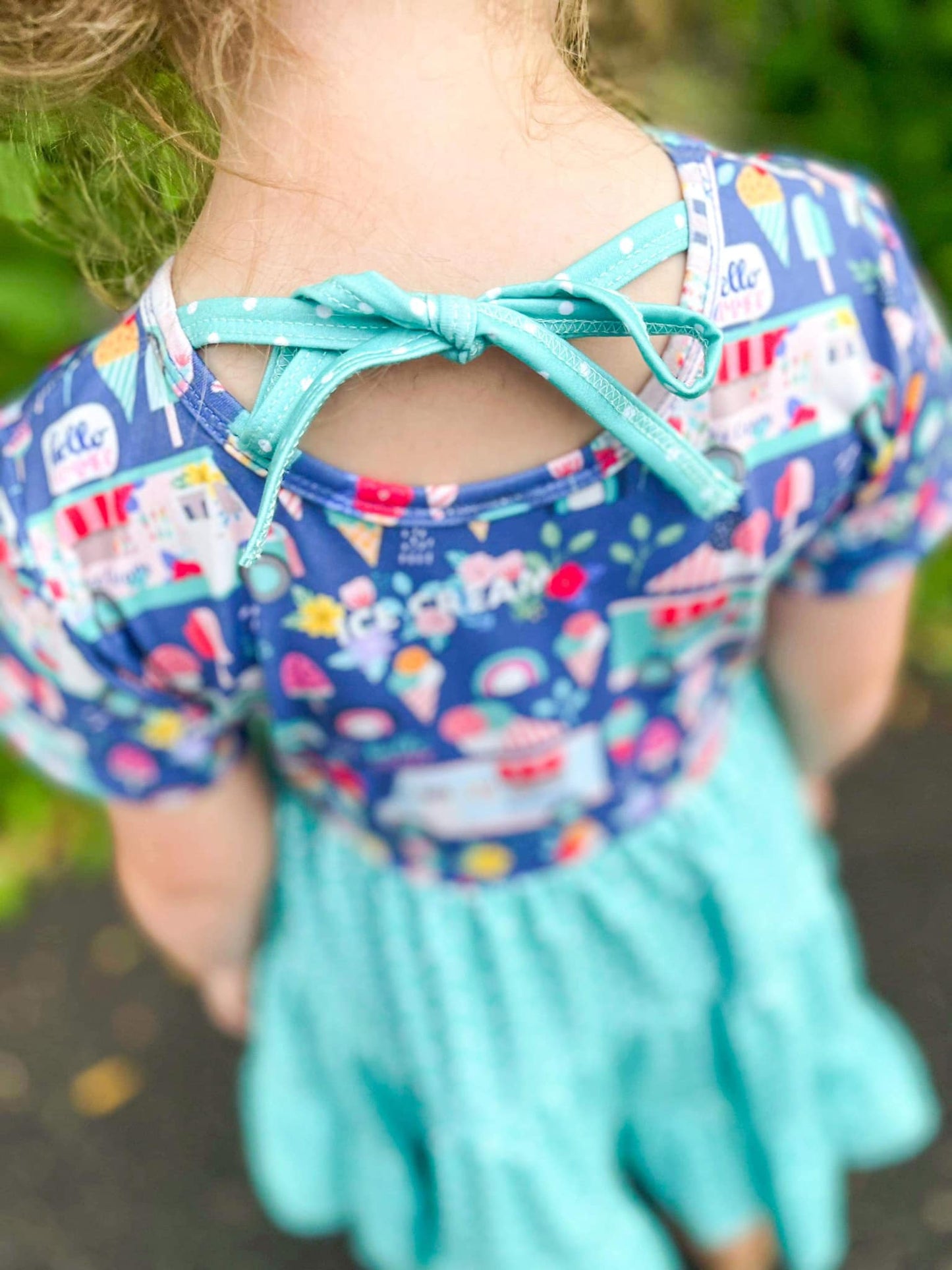 ice cream truck and watermelon polka dot bella twirl dress