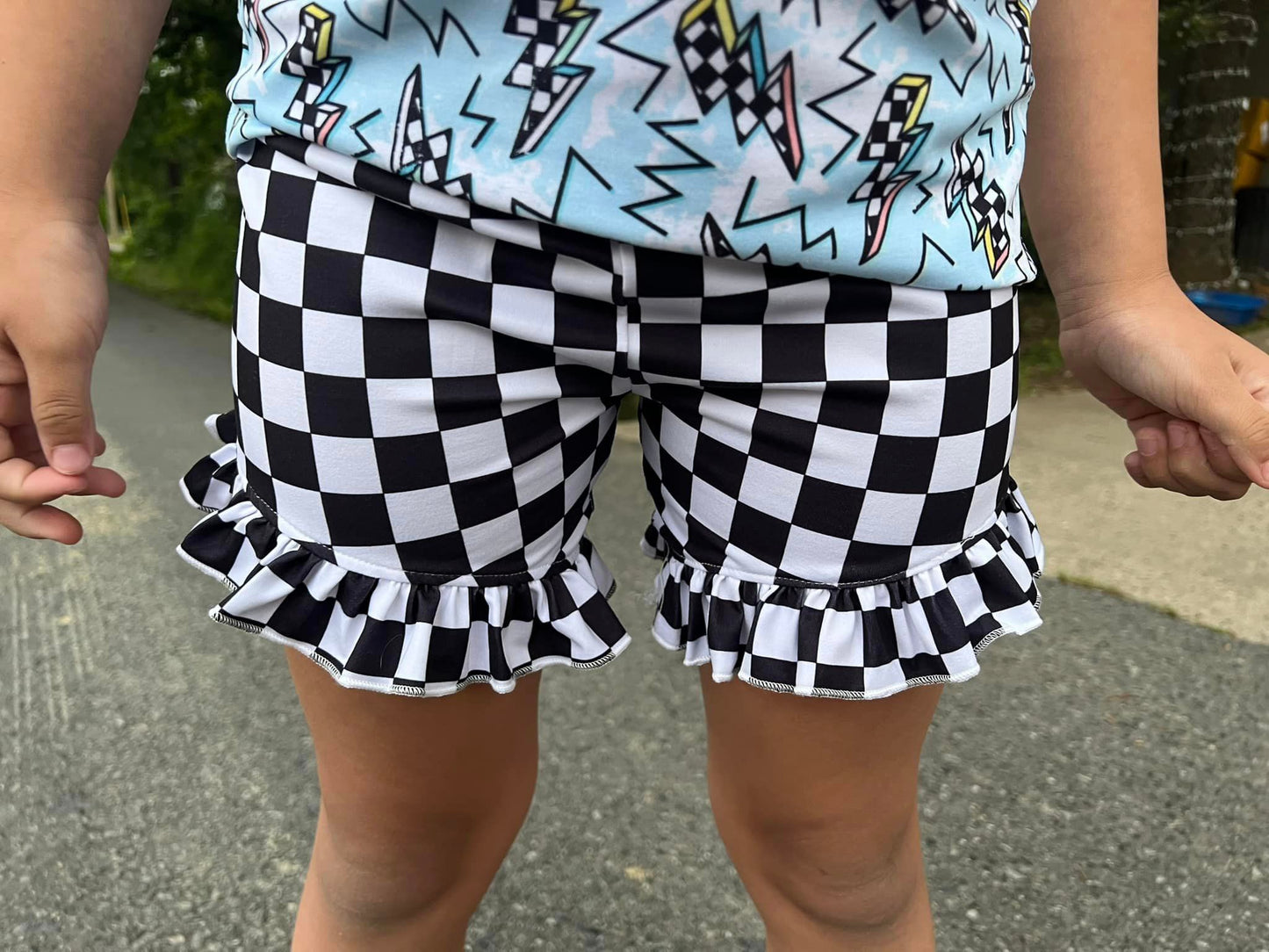 black and white checkered shorties