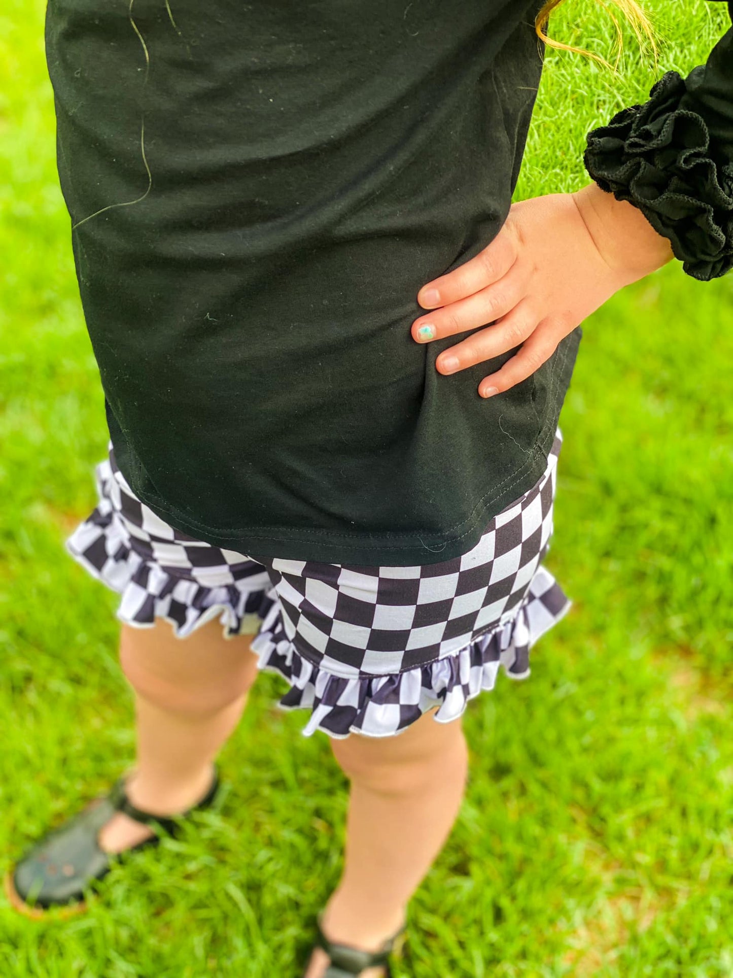 black and white checkered shorties