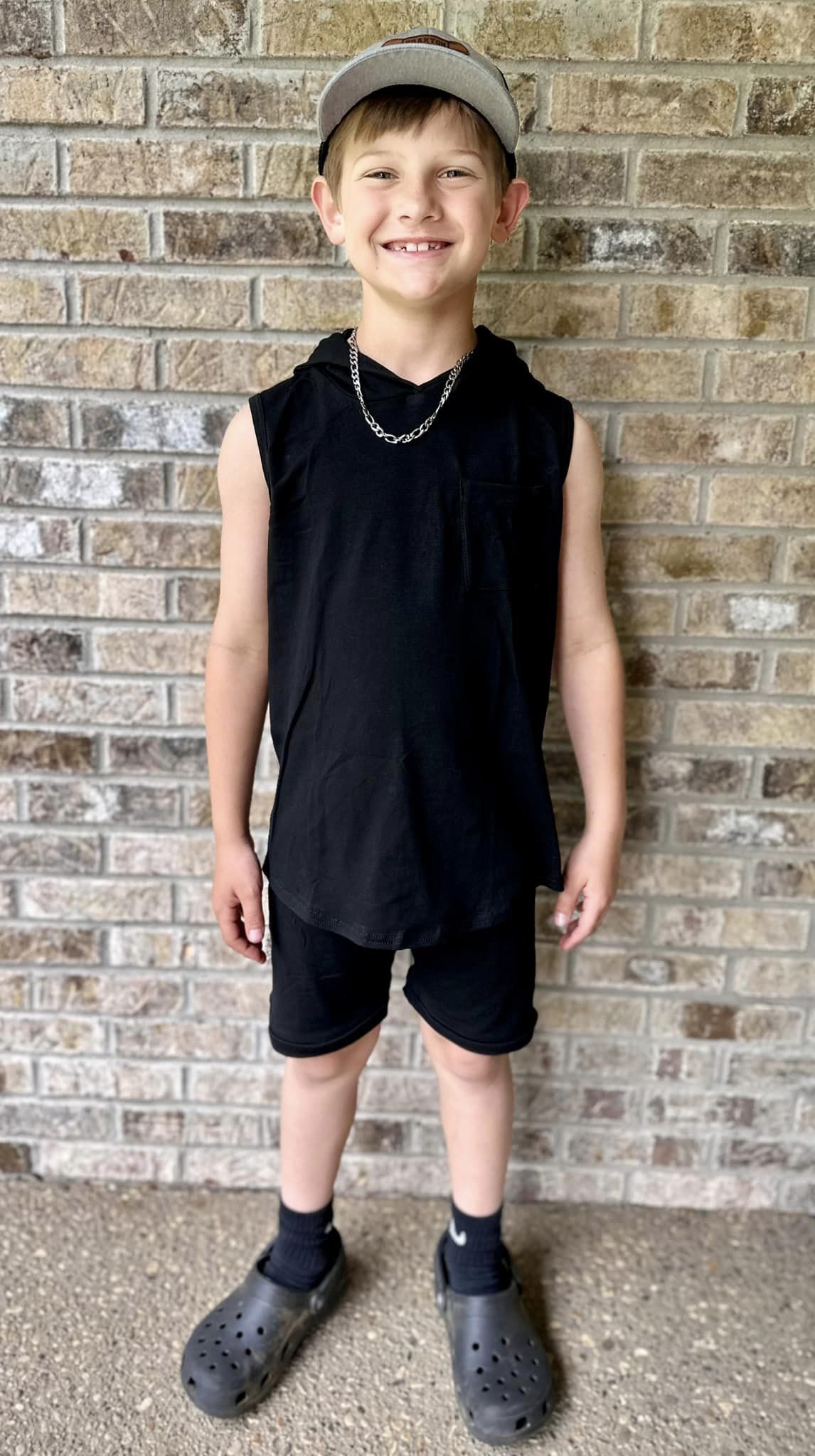 black hooded pocket tank