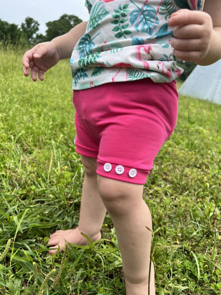 hot pink button shorts