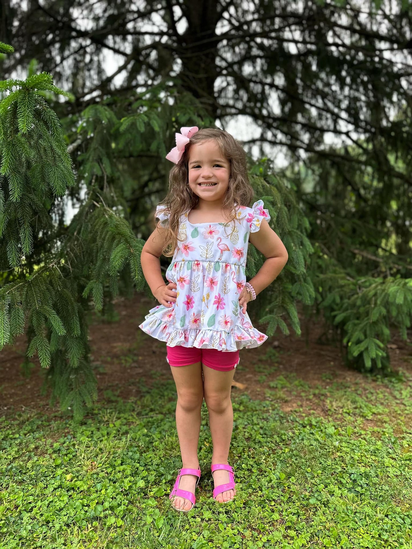 hot pink button shorts