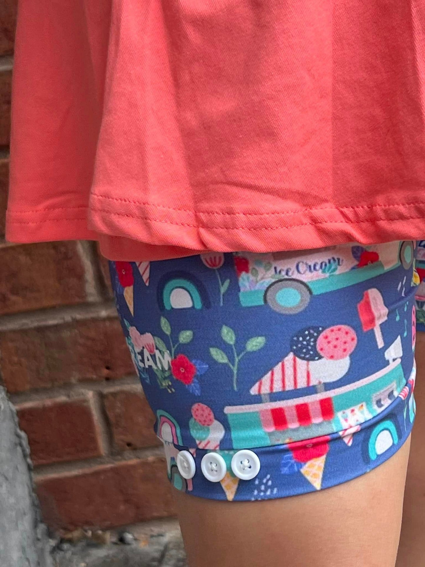 ice cream truck watermelon button shorts