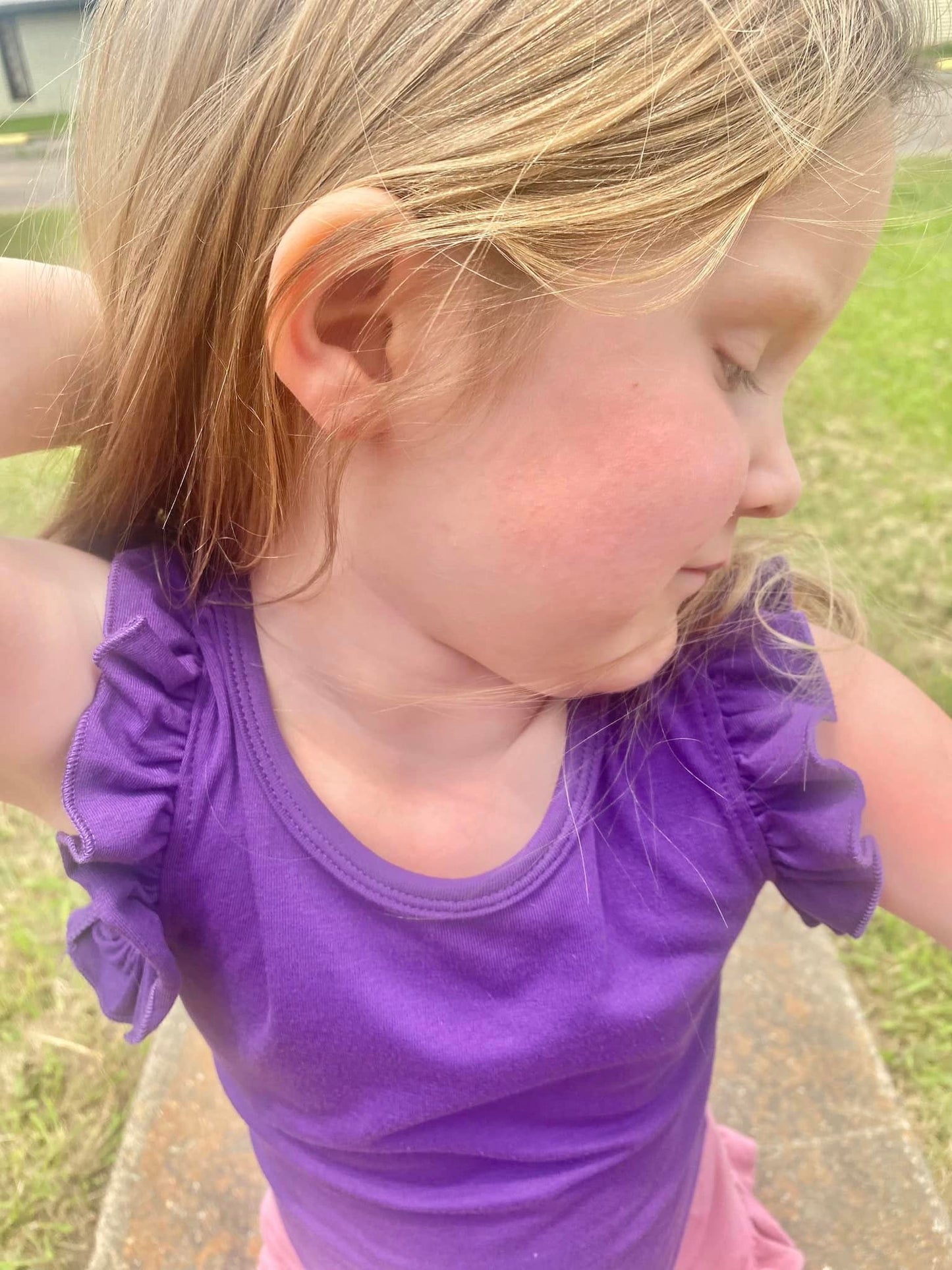 violet ruffle racerback tank