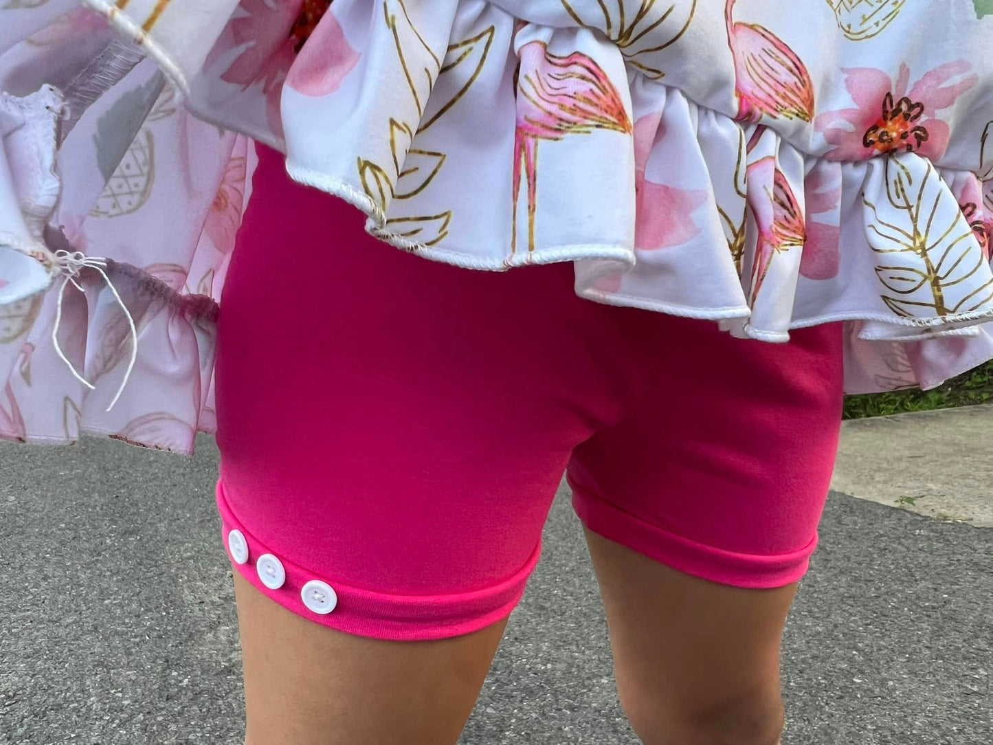 hot pink button shorts