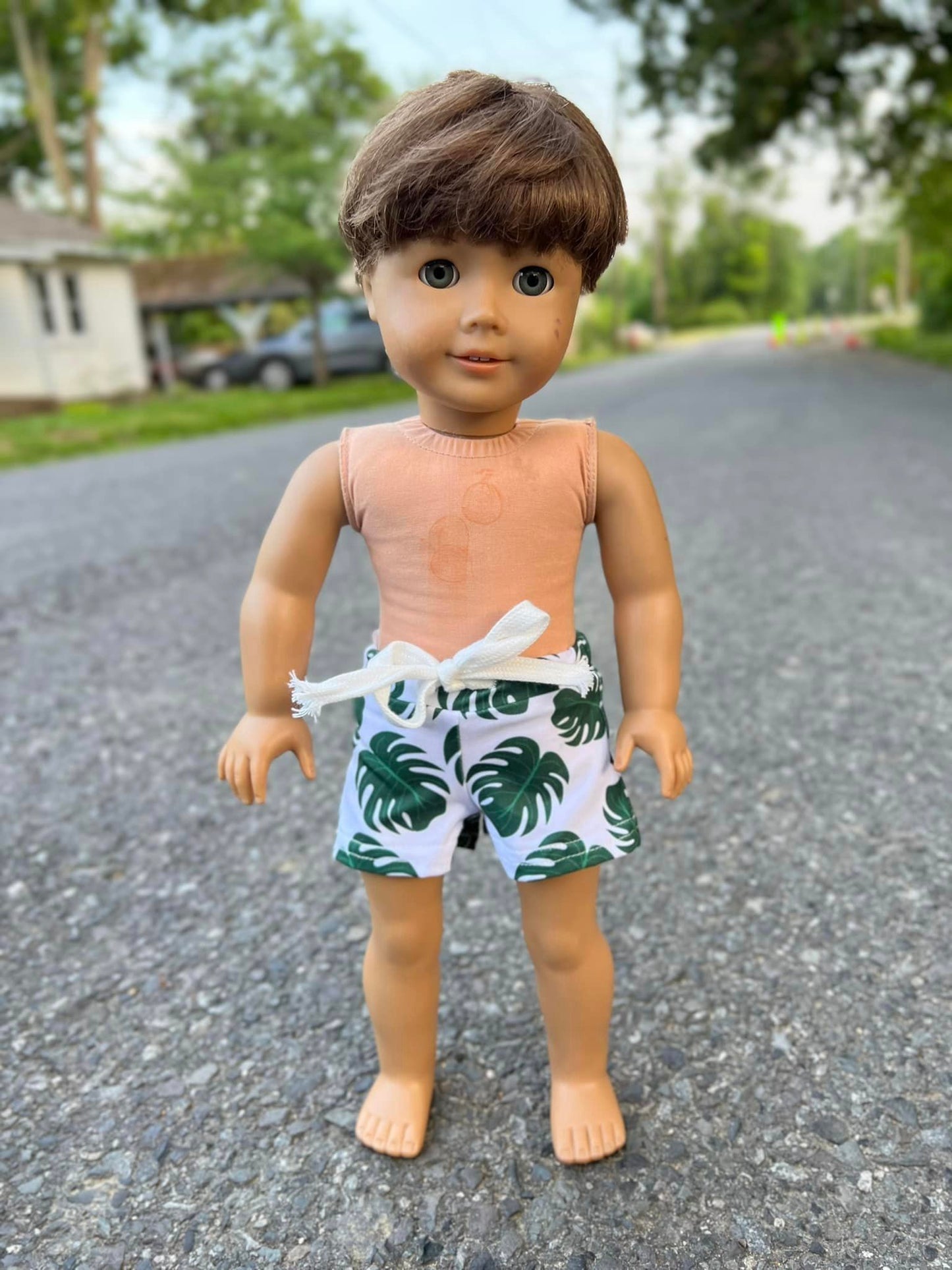 DOLL palm leaves steele swim trunks