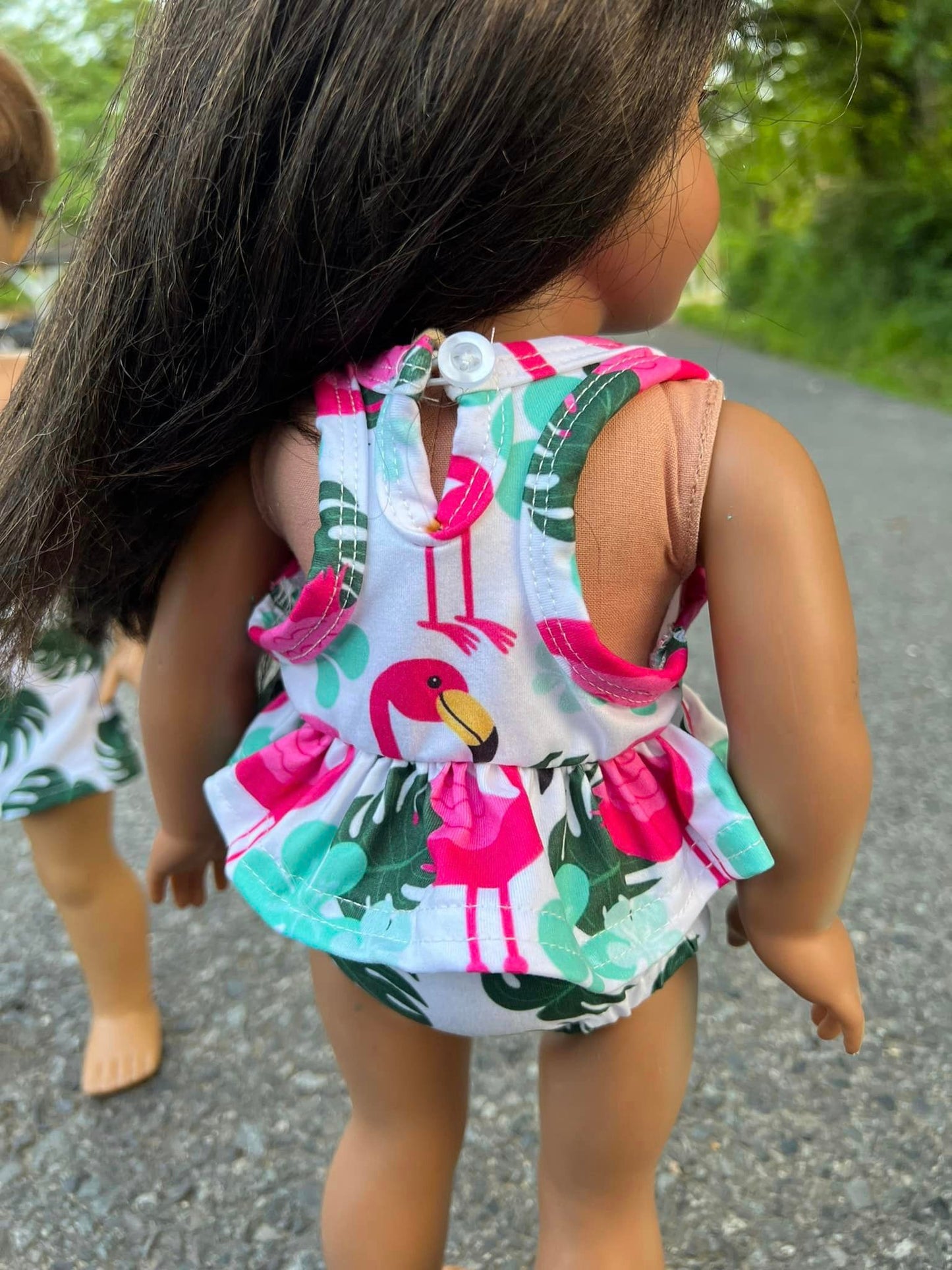 DOLL flamingo and palm leaves racerback swim