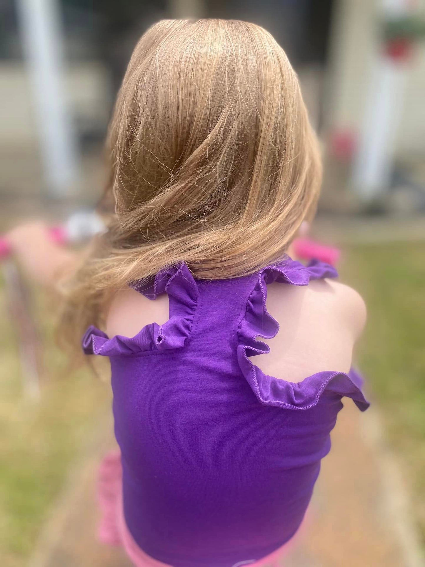 violet ruffle racerback tank