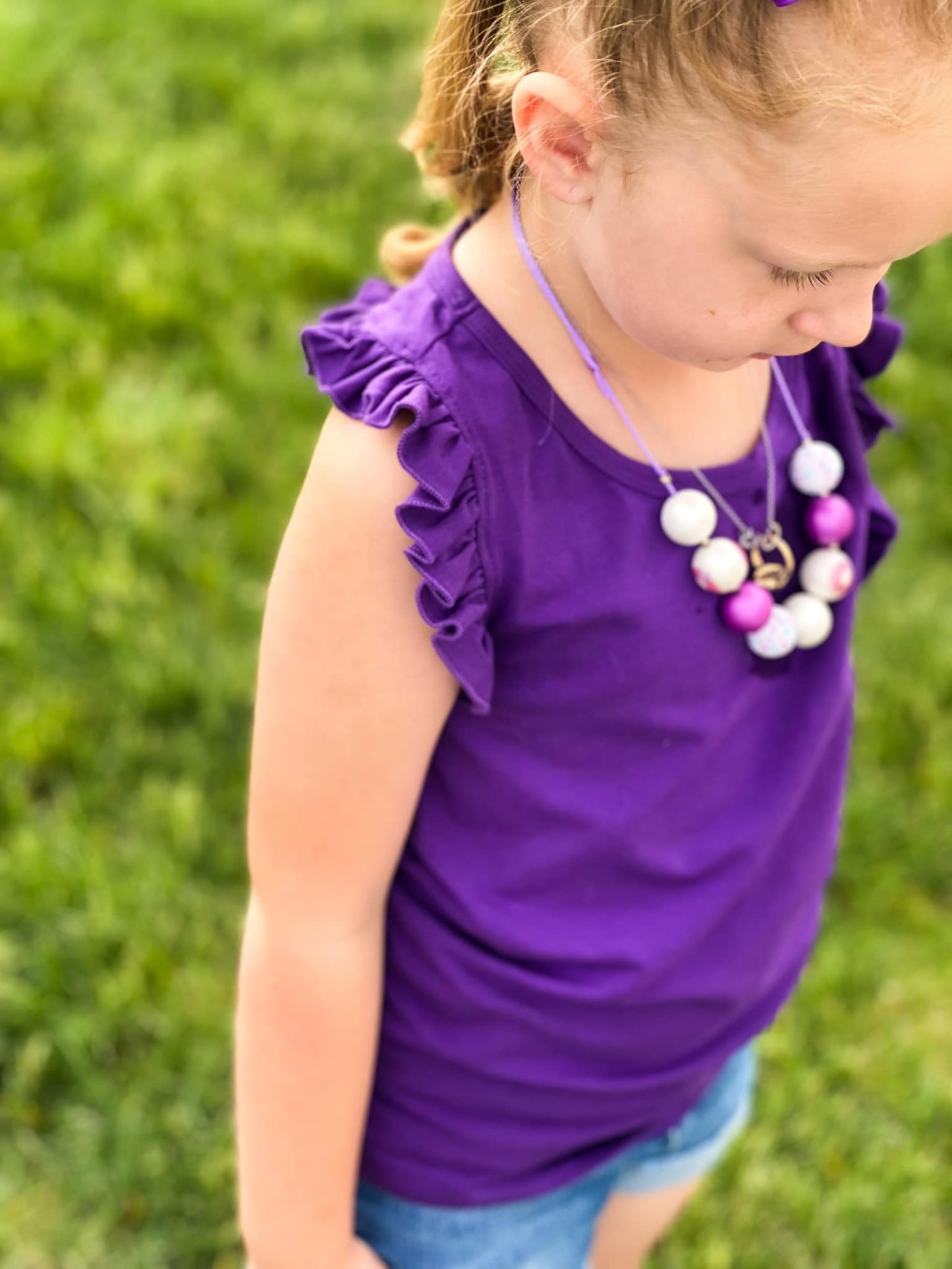 violet ruffle racerback tank