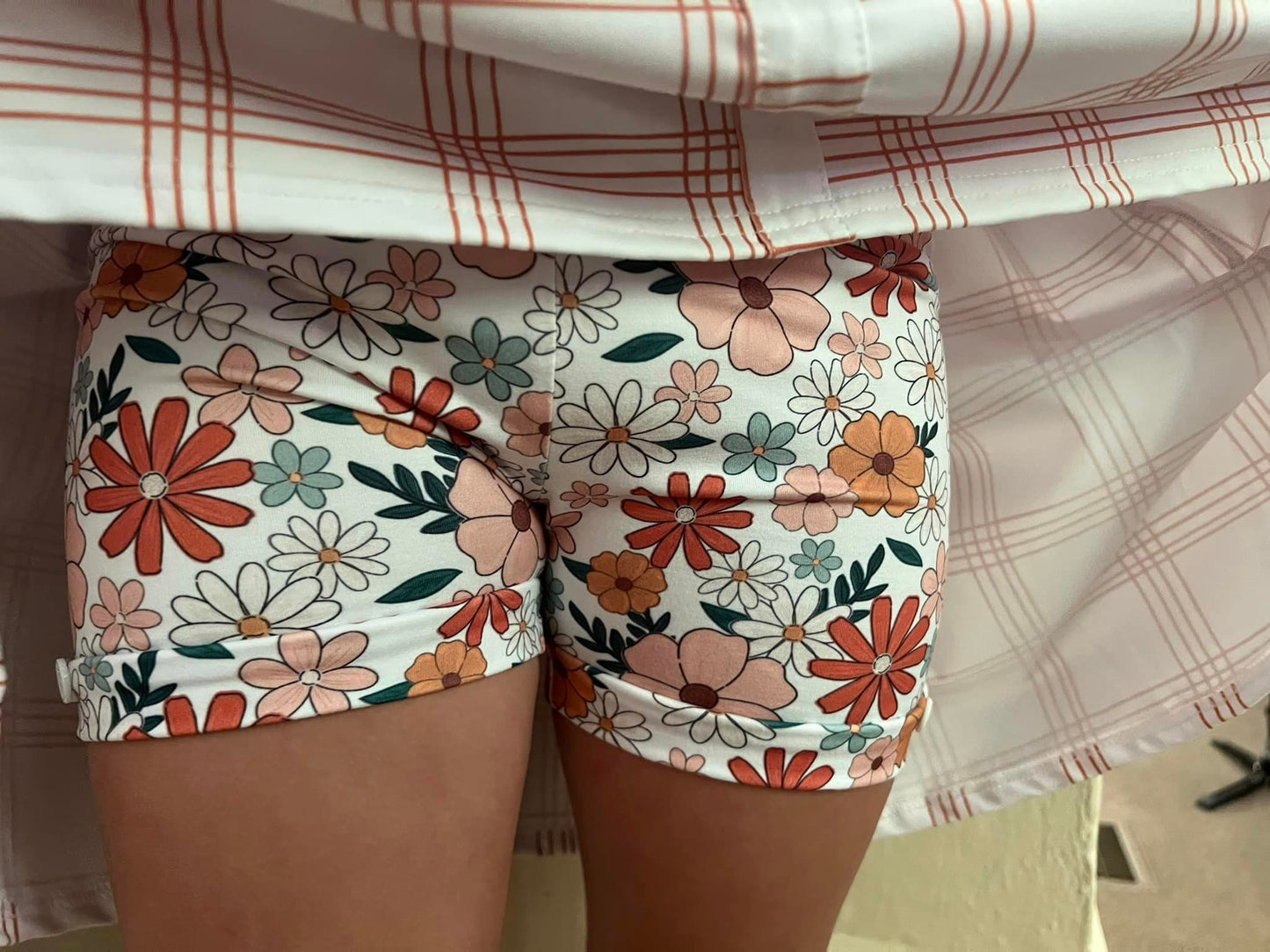 flower button shorts