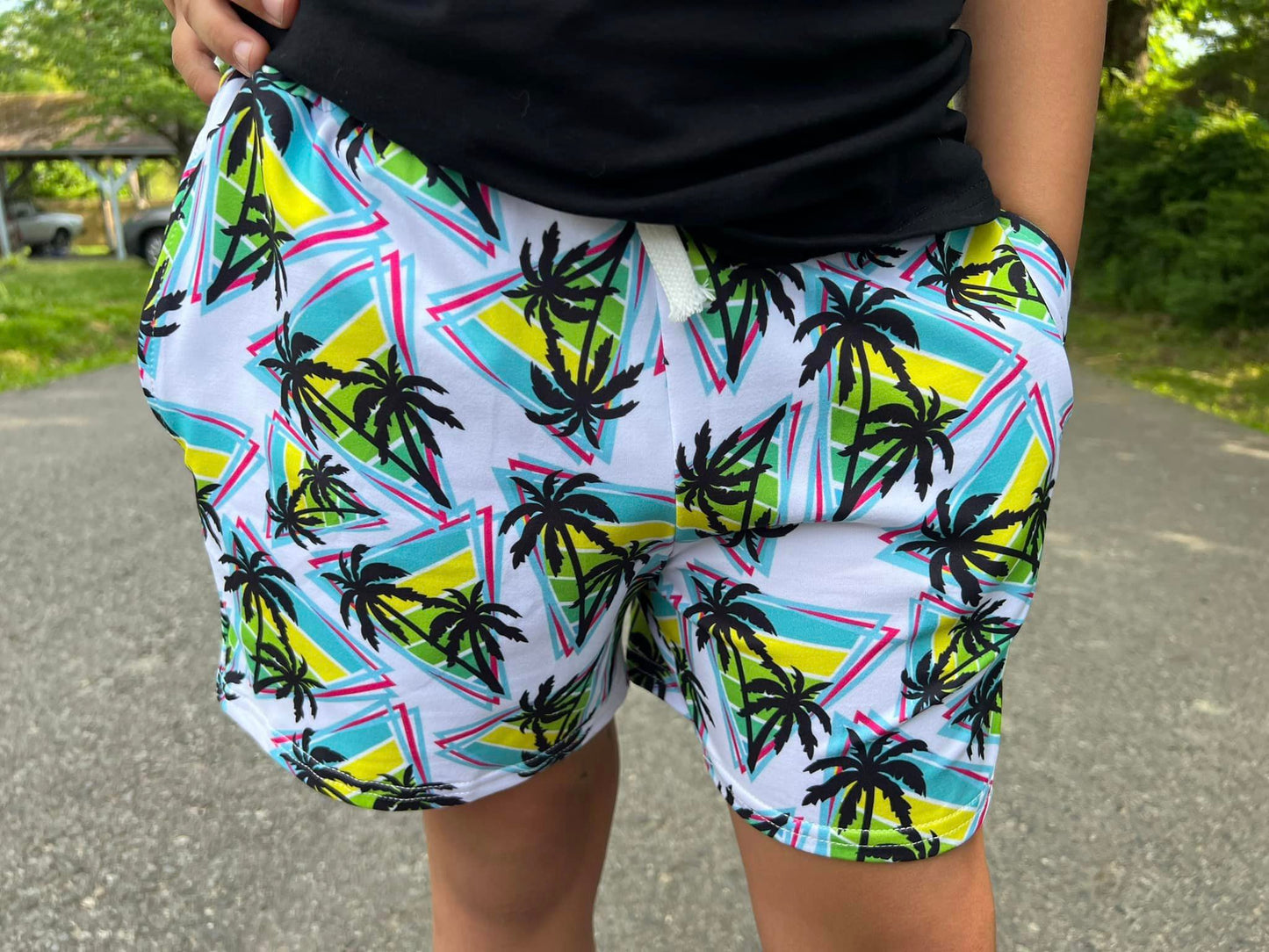 neon palm tree steele shorts