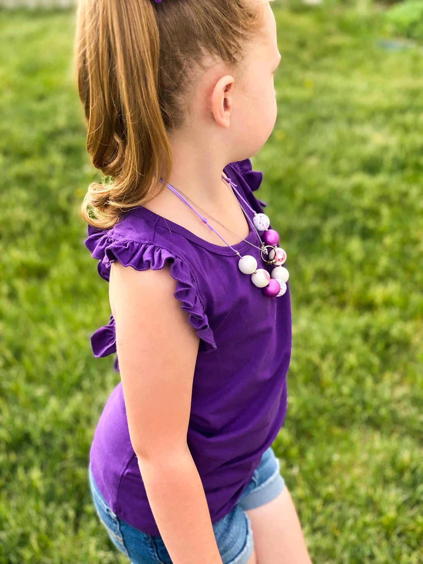 violet ruffle racerback tank