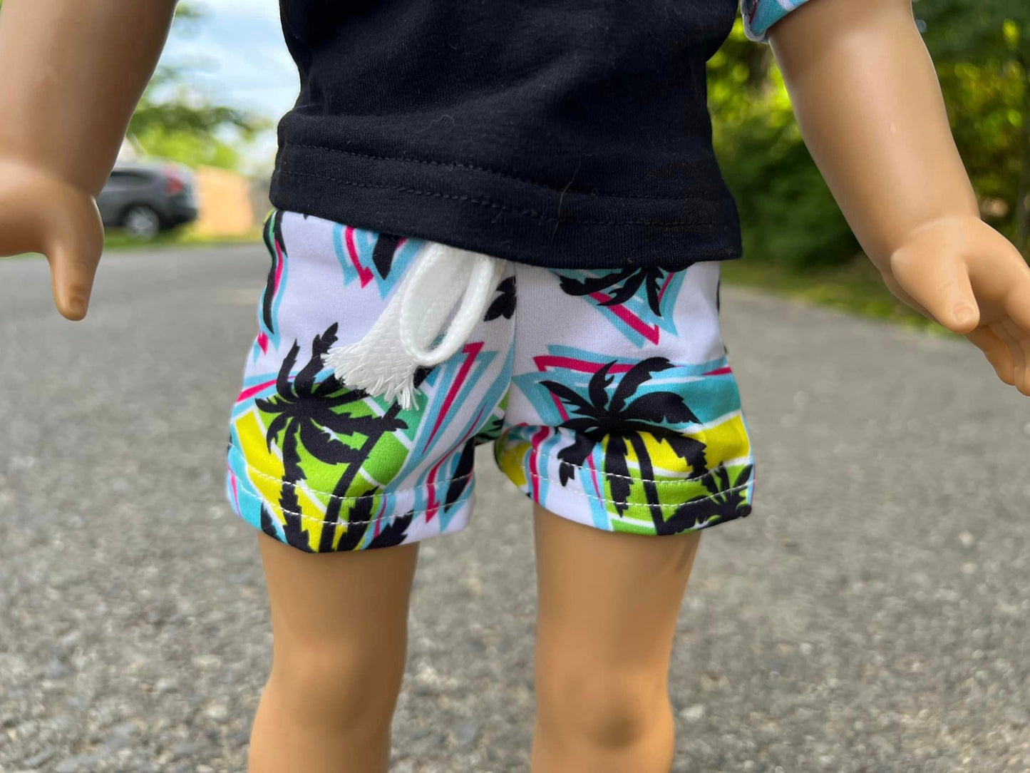 DOLL neon palm tree raglan and shorts set