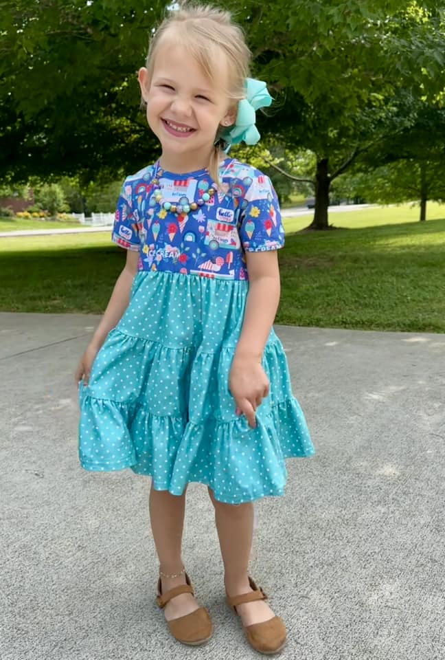 ice cream truck and watermelon polka dot bella twirl dress