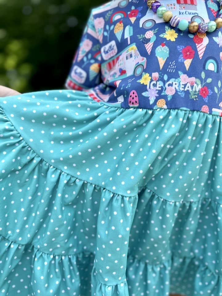 ice cream truck and watermelon polka dot bella twirl dress