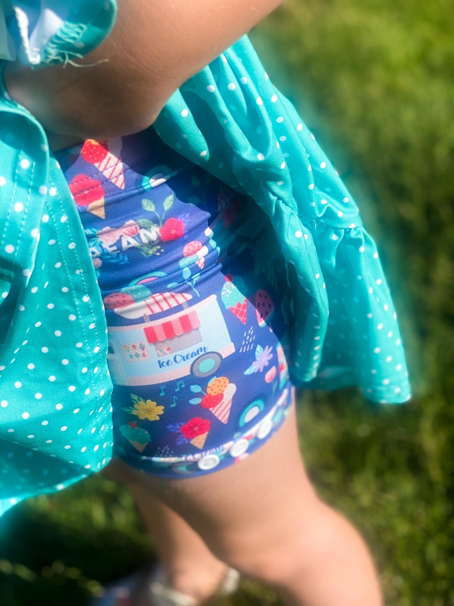 ice cream truck watermelon button shorts