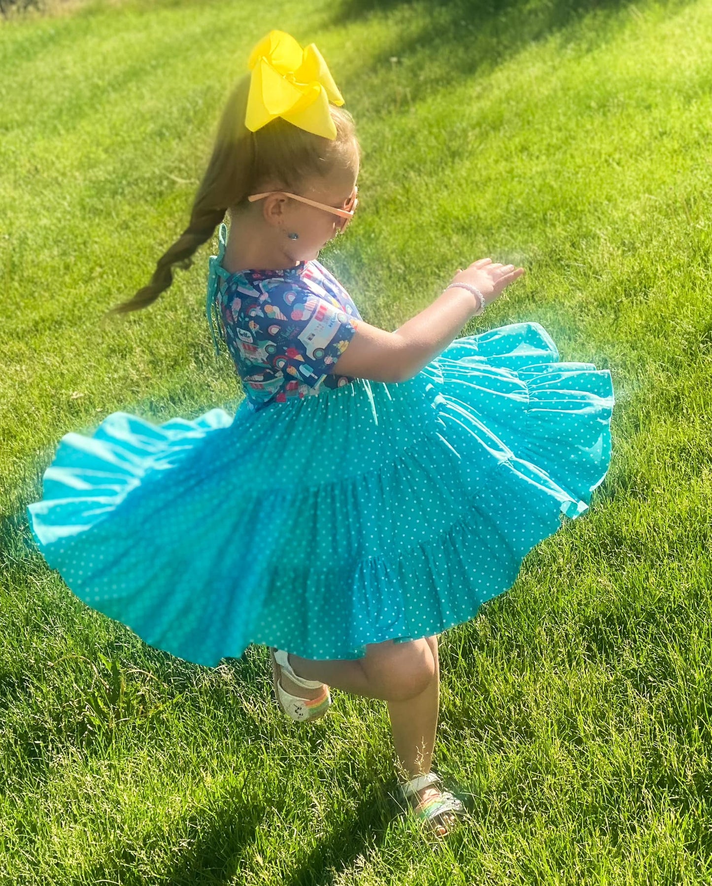 ice cream truck and watermelon polka dot bella twirl dress