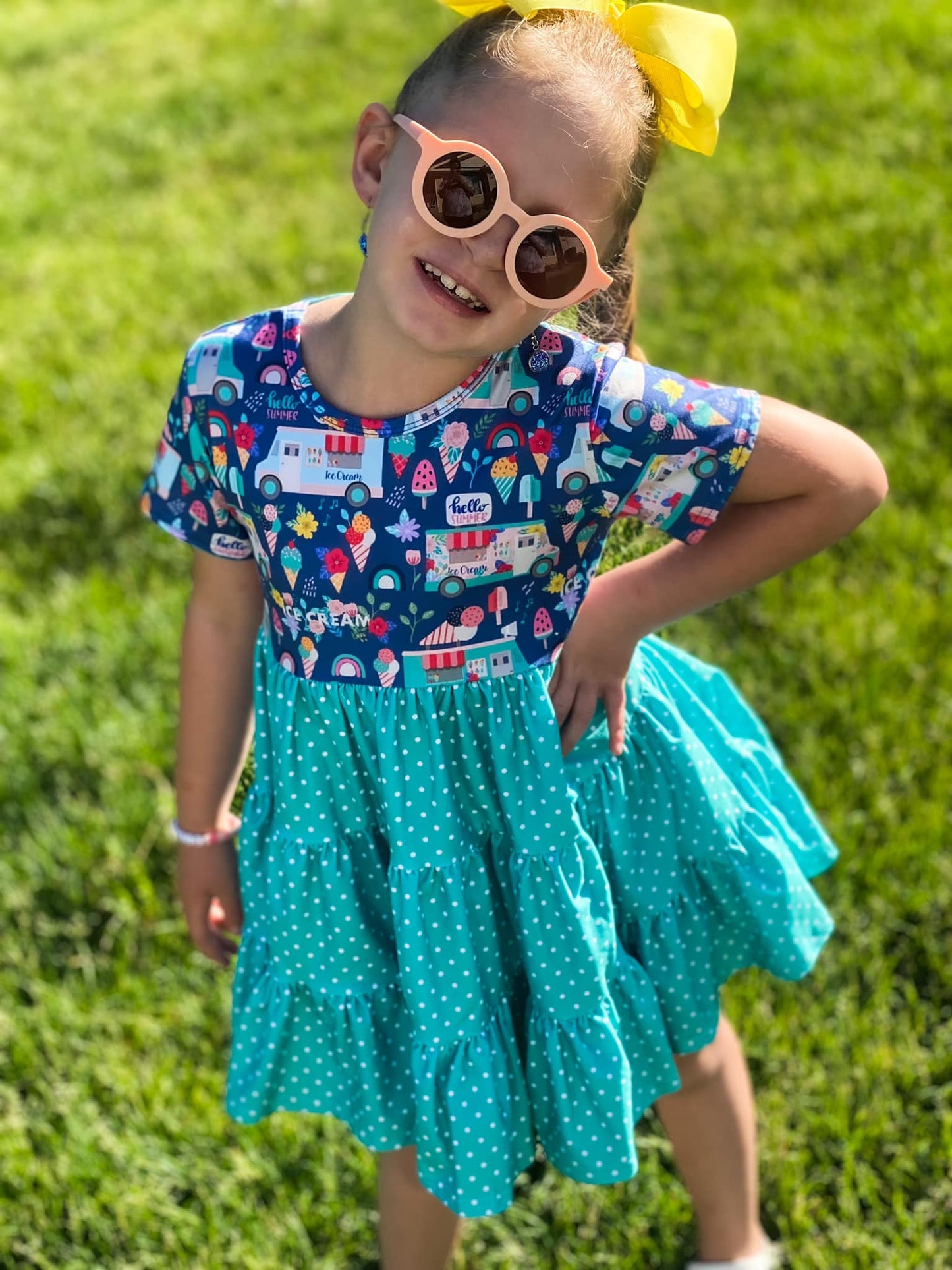 ice cream truck and watermelon polka dot bella twirl dress