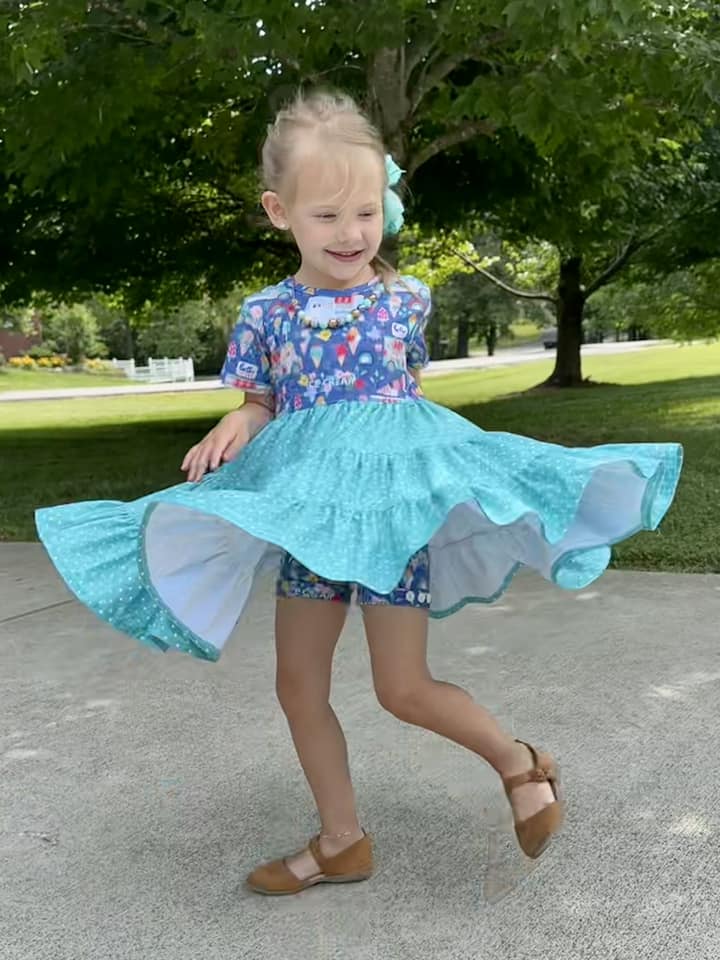 ice cream truck and watermelon polka dot bella twirl dress