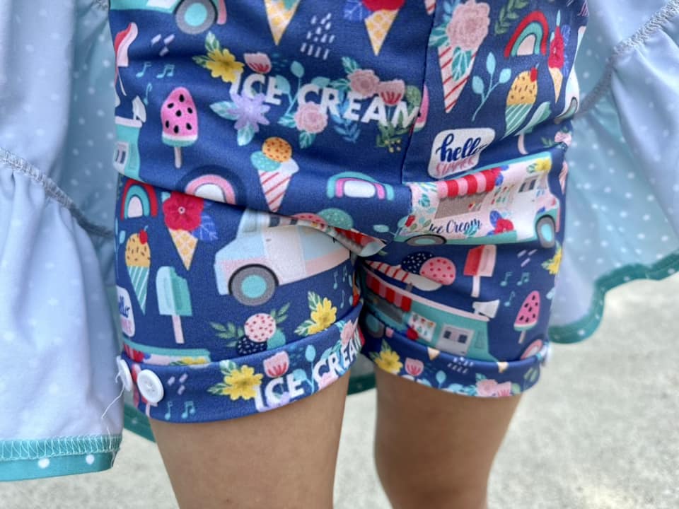 ice cream truck watermelon button shorts