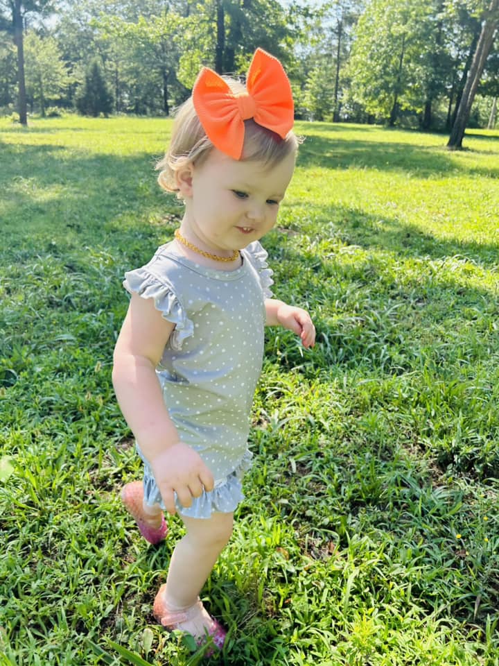 grey polka dot ruffle racerback tank