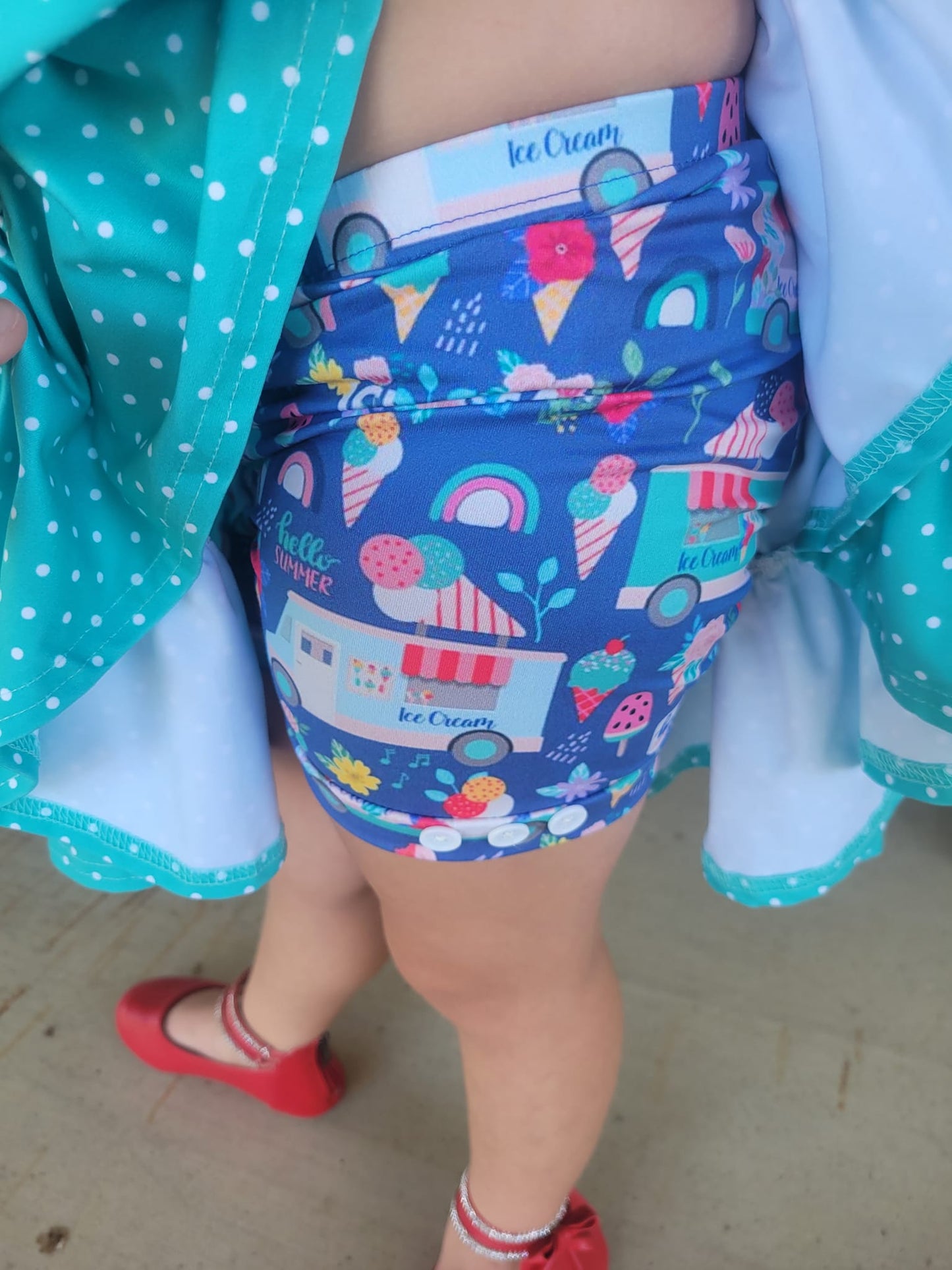 ice cream truck watermelon button shorts