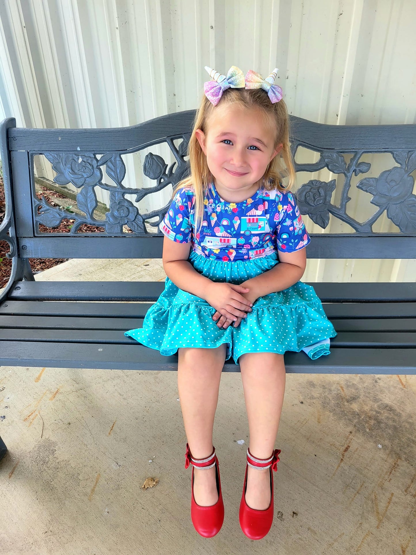 ice cream truck and watermelon polka dot bella twirl dress