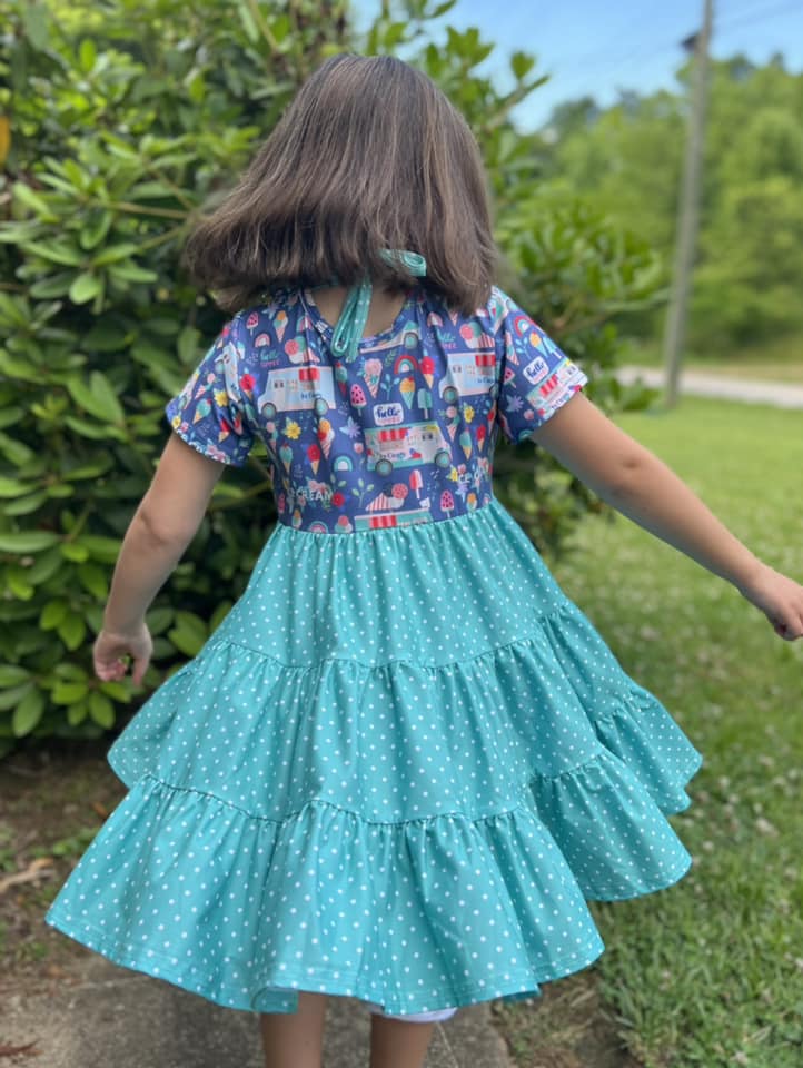 ice cream truck and watermelon polka dot bella twirl dress