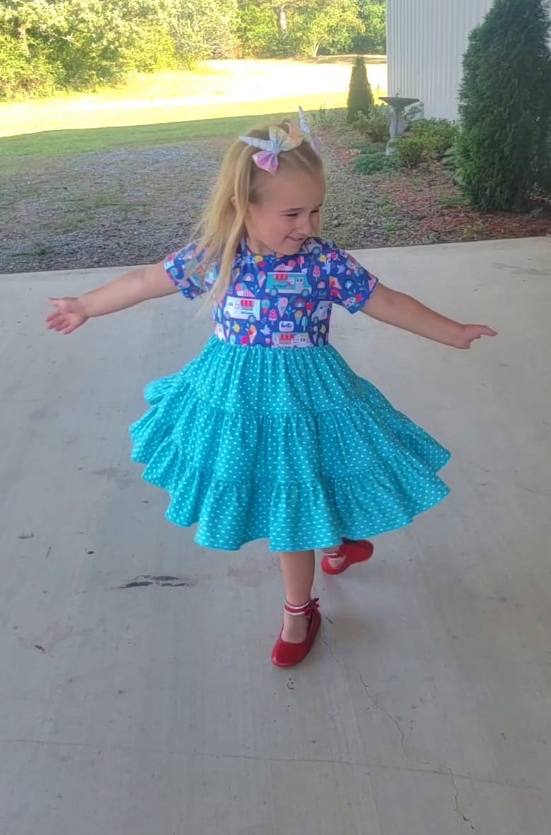 ice cream truck and watermelon polka dot bella twirl dress