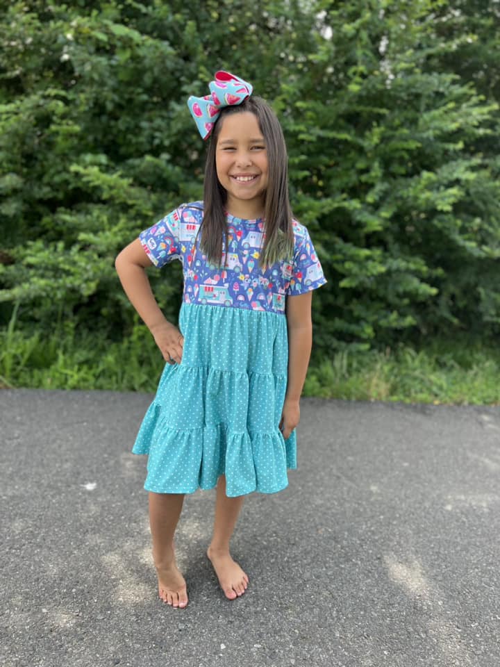 ice cream truck and watermelon polka dot bella twirl dress