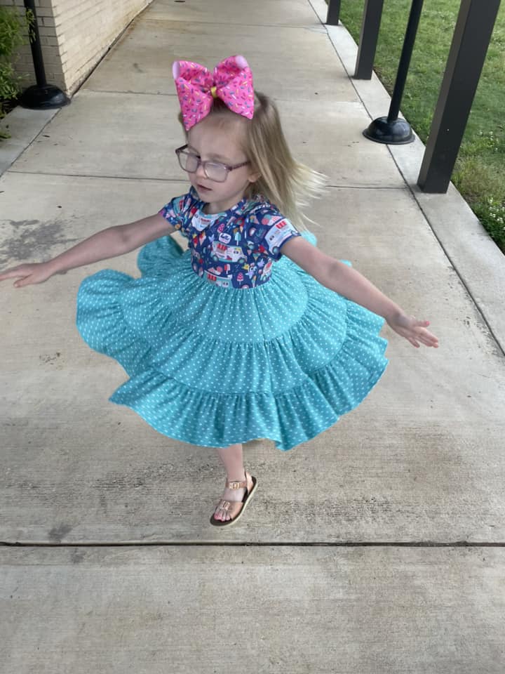 ice cream truck and watermelon polka dot bella twirl dress