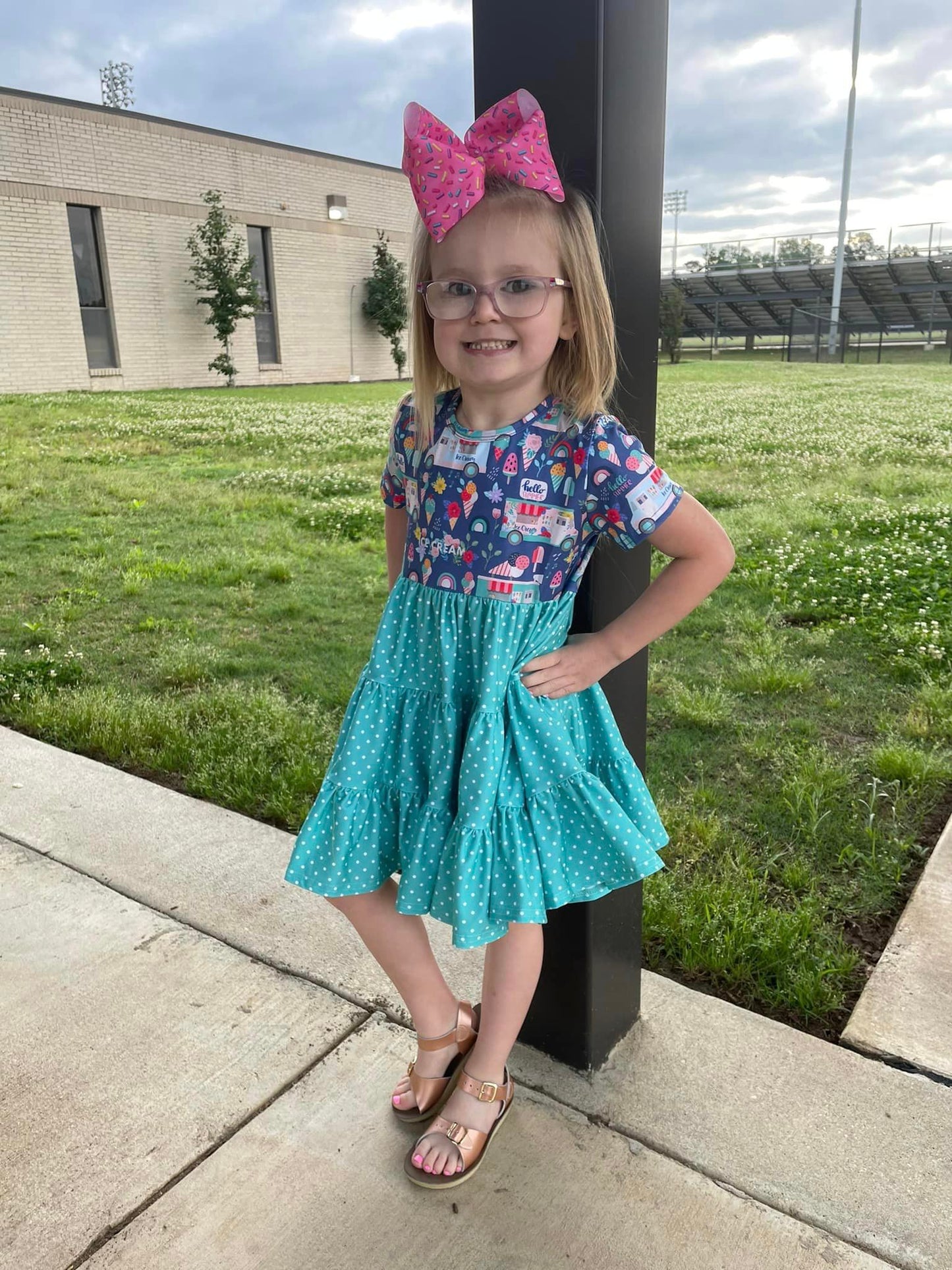 ice cream truck and watermelon polka dot bella twirl dress