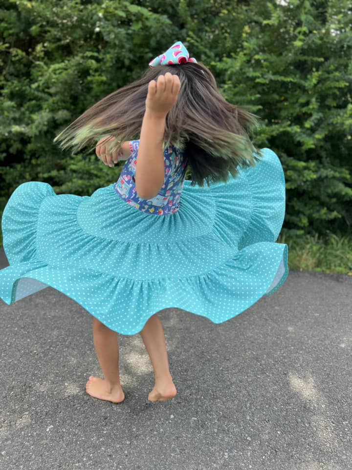 ice cream truck and watermelon polka dot bella twirl dress