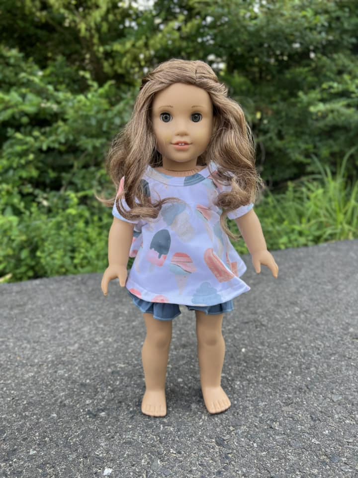 DOLL pastel ice cream allie top and steele blue shorties set