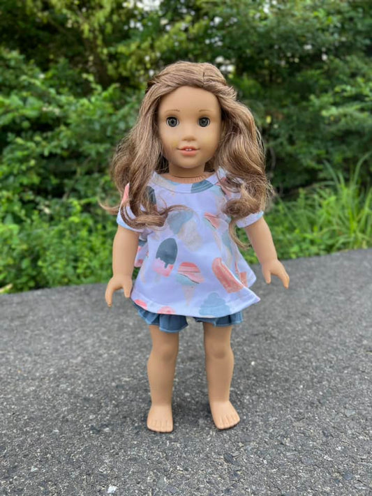 DOLL pastel ice cream allie top and steele blue shorties set