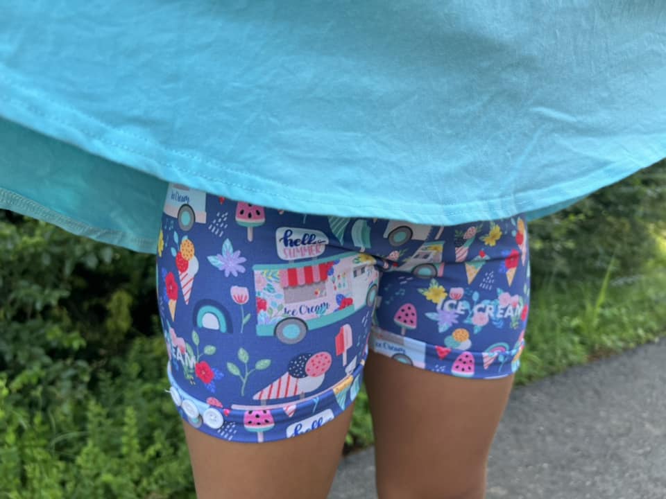 ice cream truck watermelon button shorts