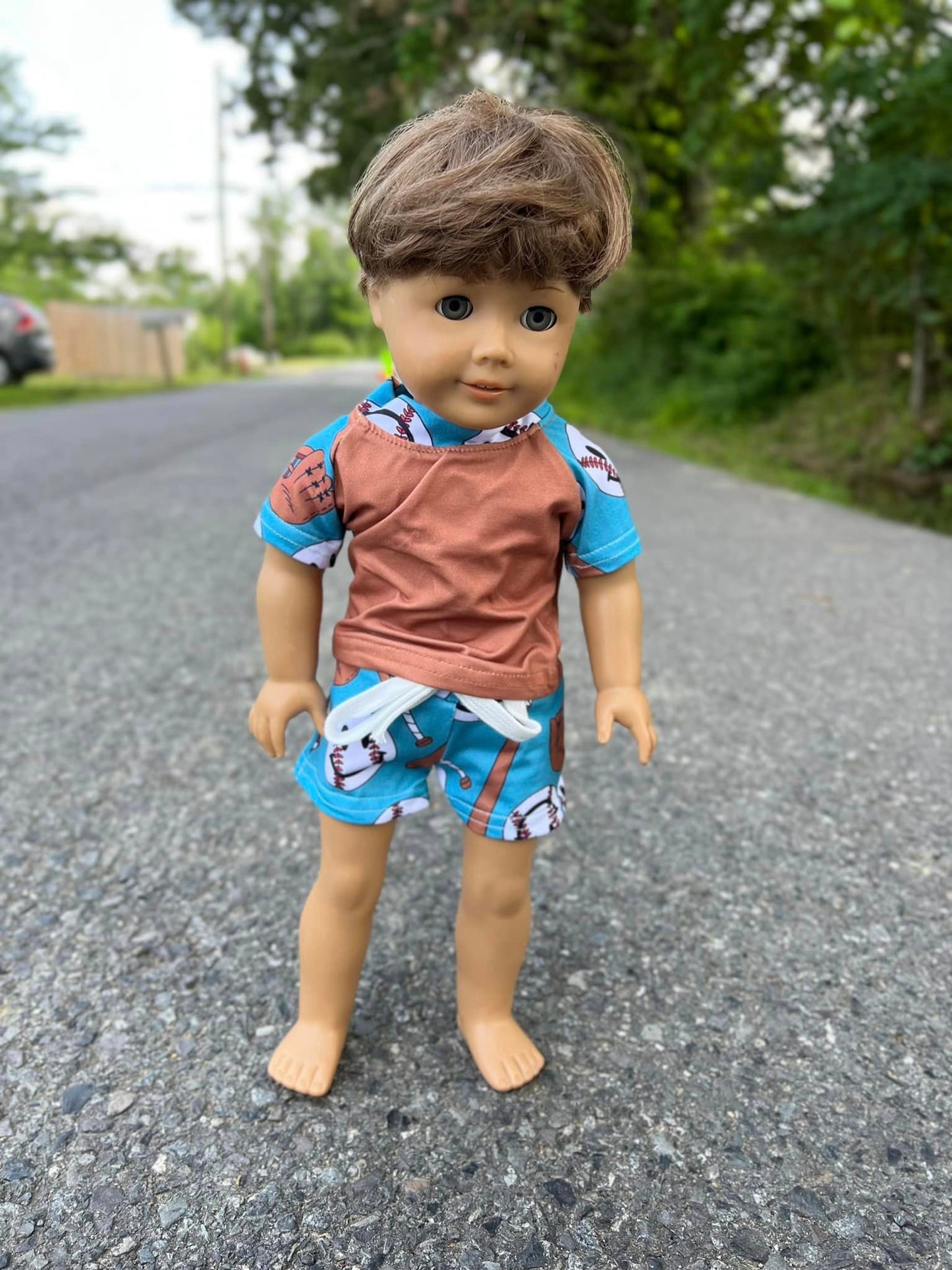 DOLL retro baseball raglan and steele shorts