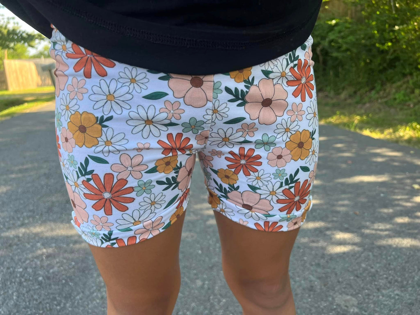 flower button shorts