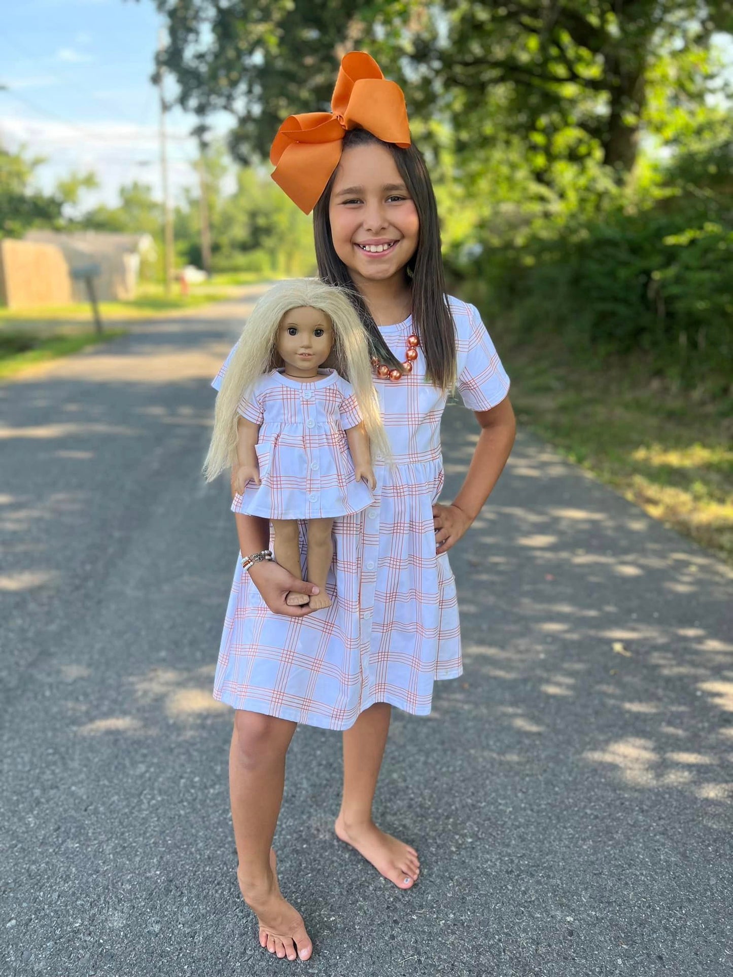 DOLL stripe plaid tinsley dress and flower button shorts set