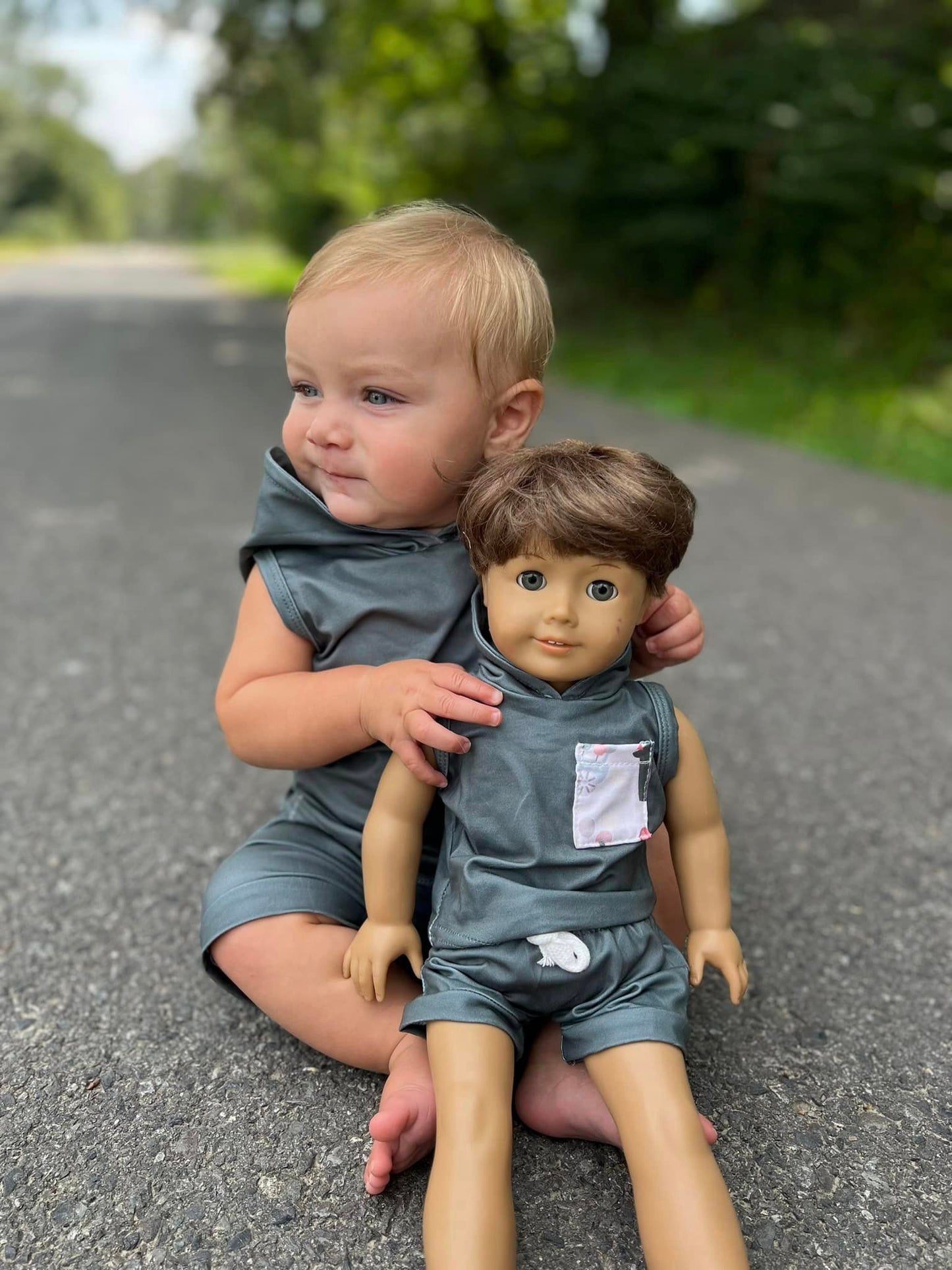 DOLL ebony county fair hooded pocket tank and harem shorts