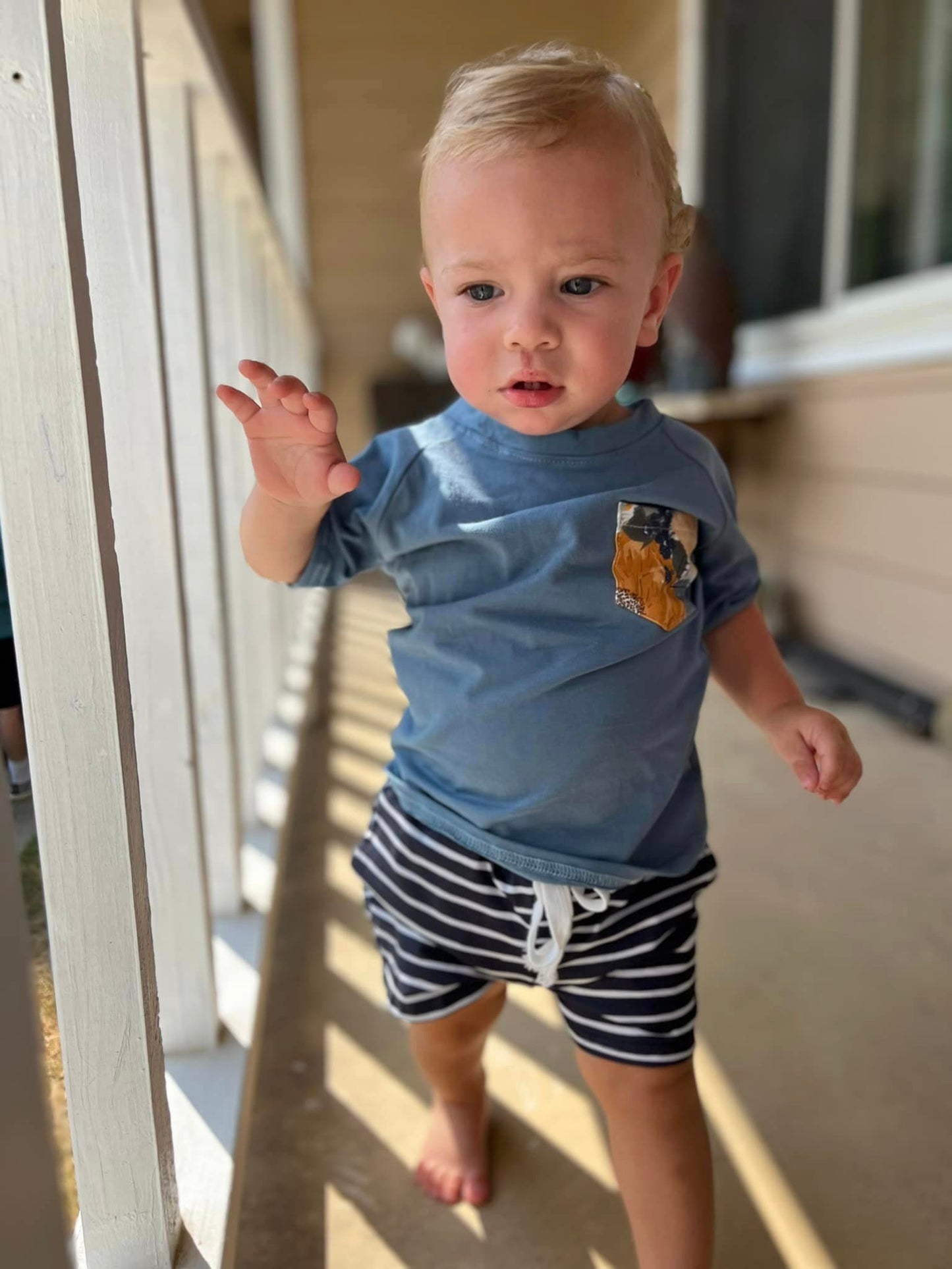 navy blue and white stripe steele shorts