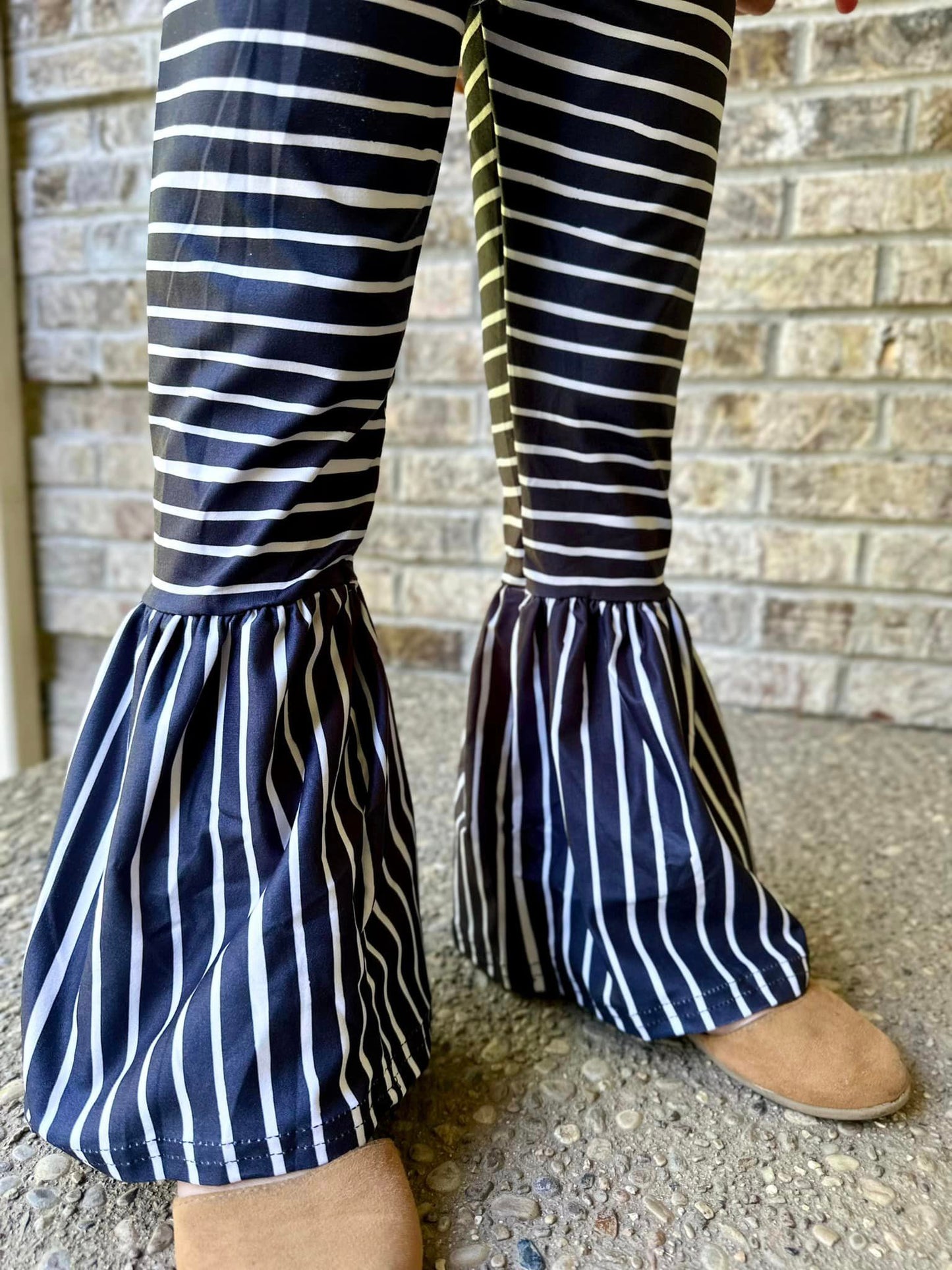 navy blue and white stripe bells