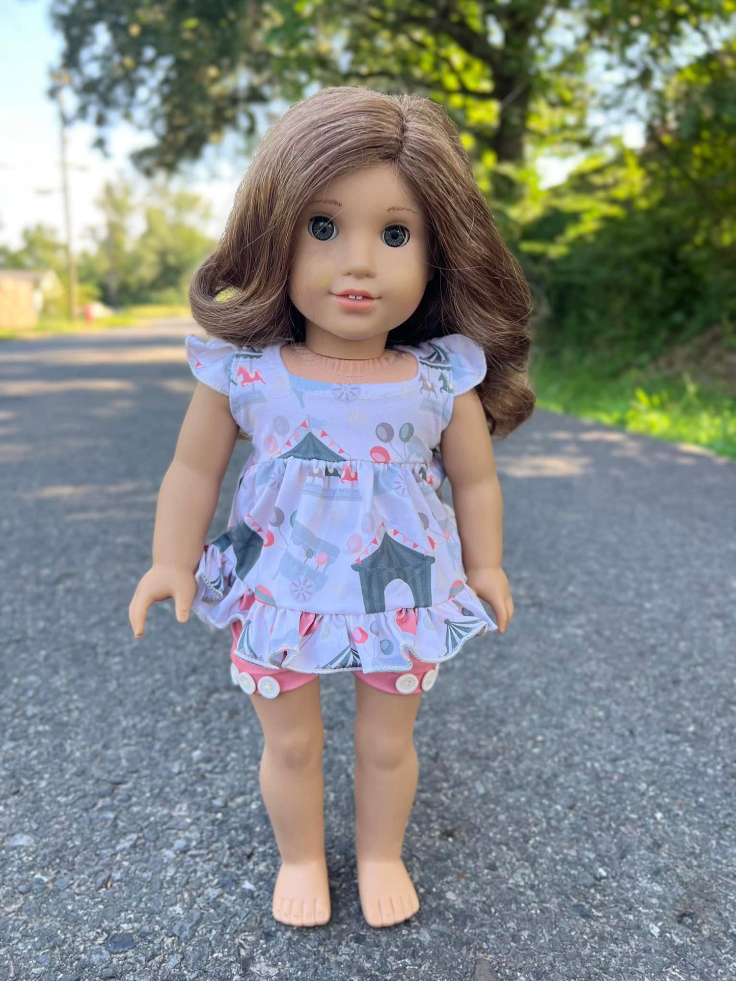 DOLL county fair lexi top and flamingo pink button shorts