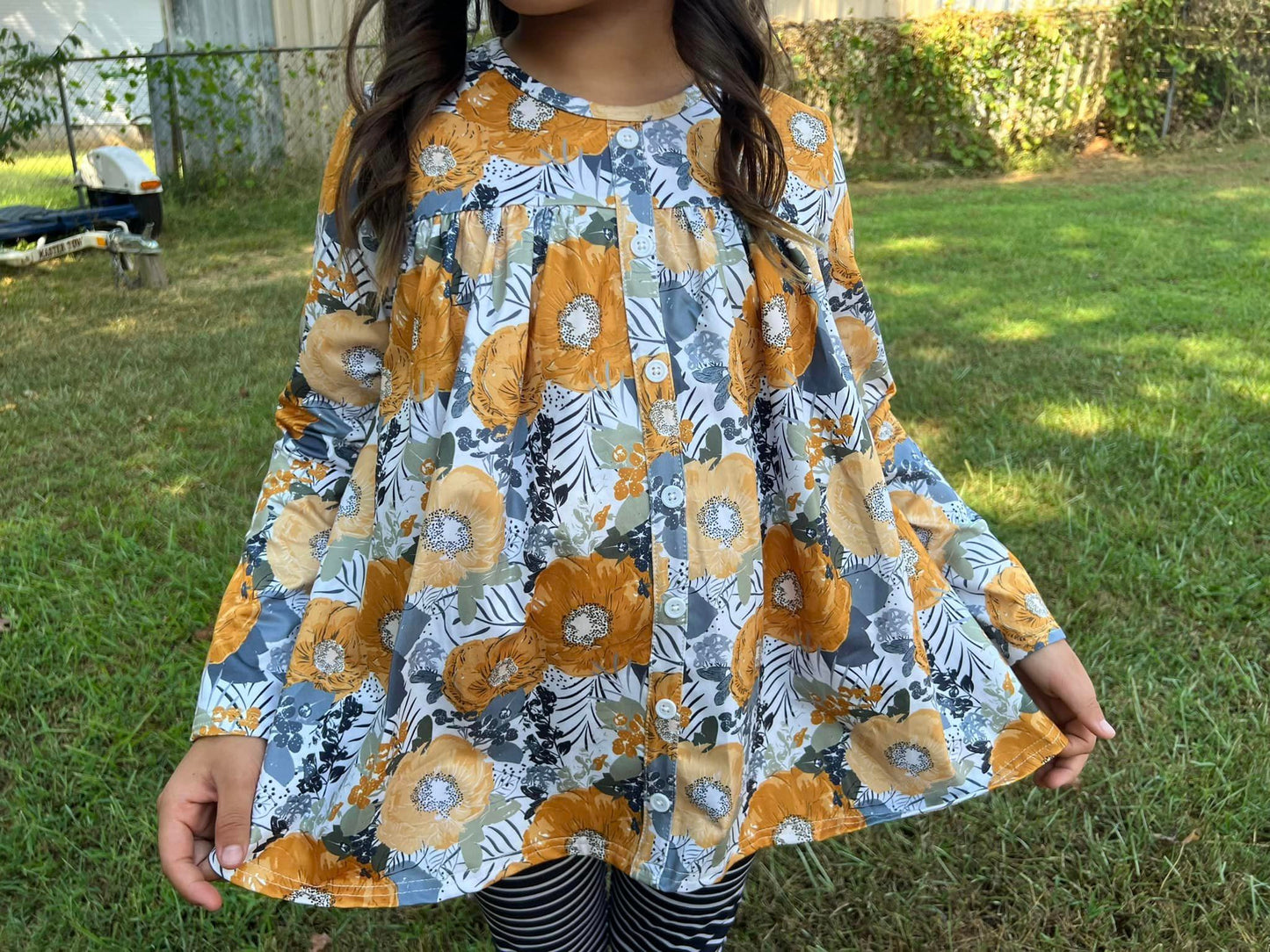 mustard floral tinsley top