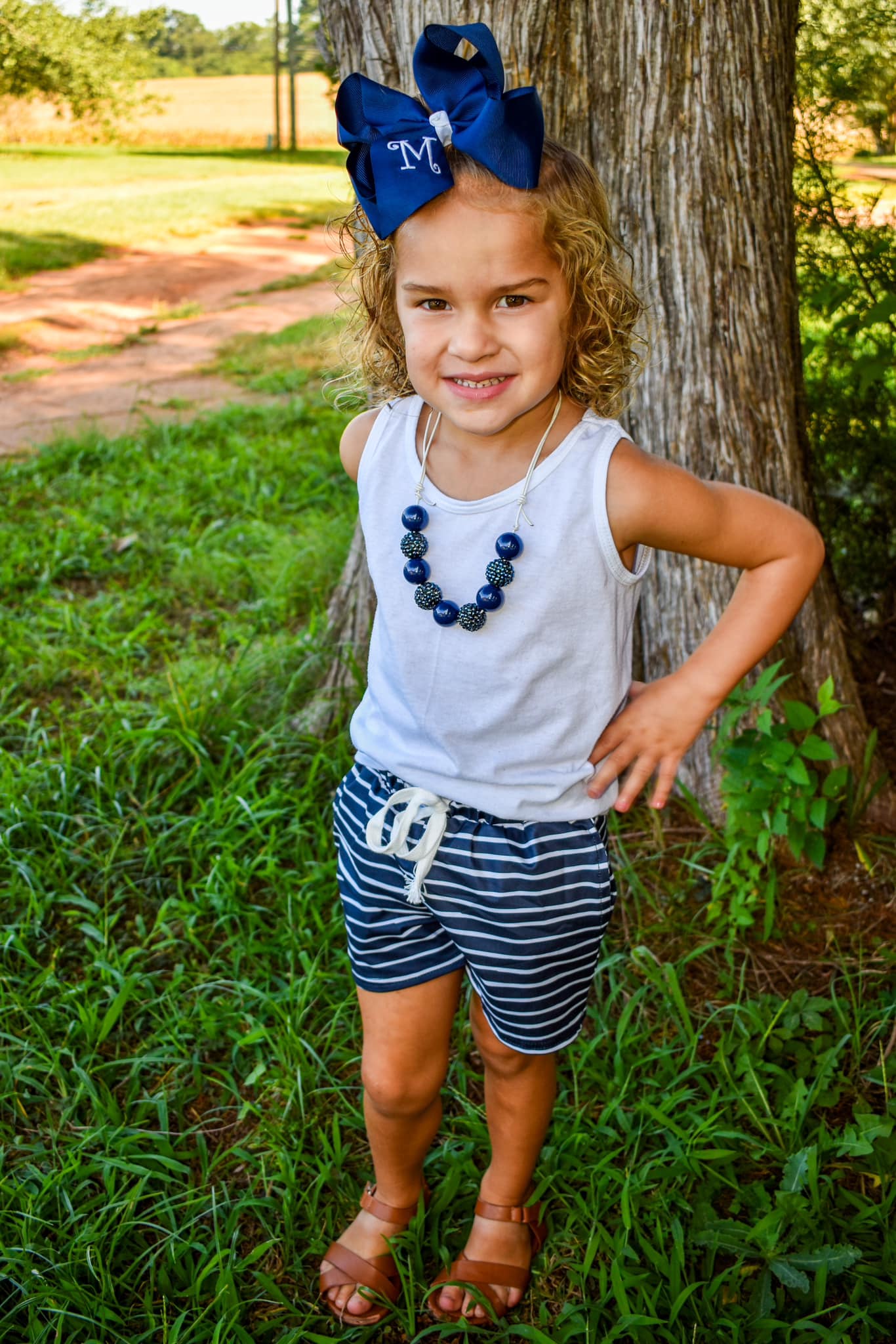 navy blue and white stripe steele shorts