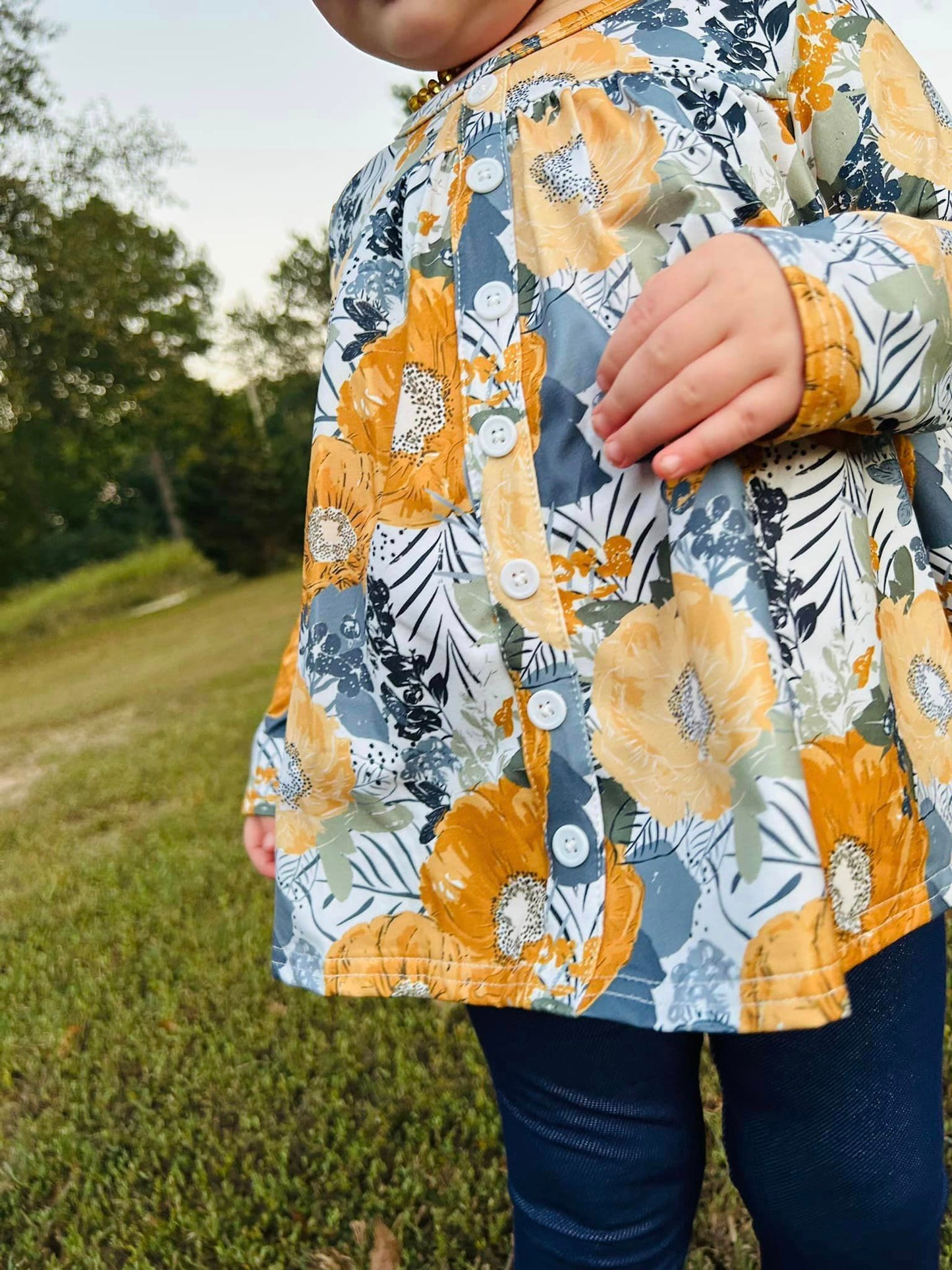 mustard floral tinsley top