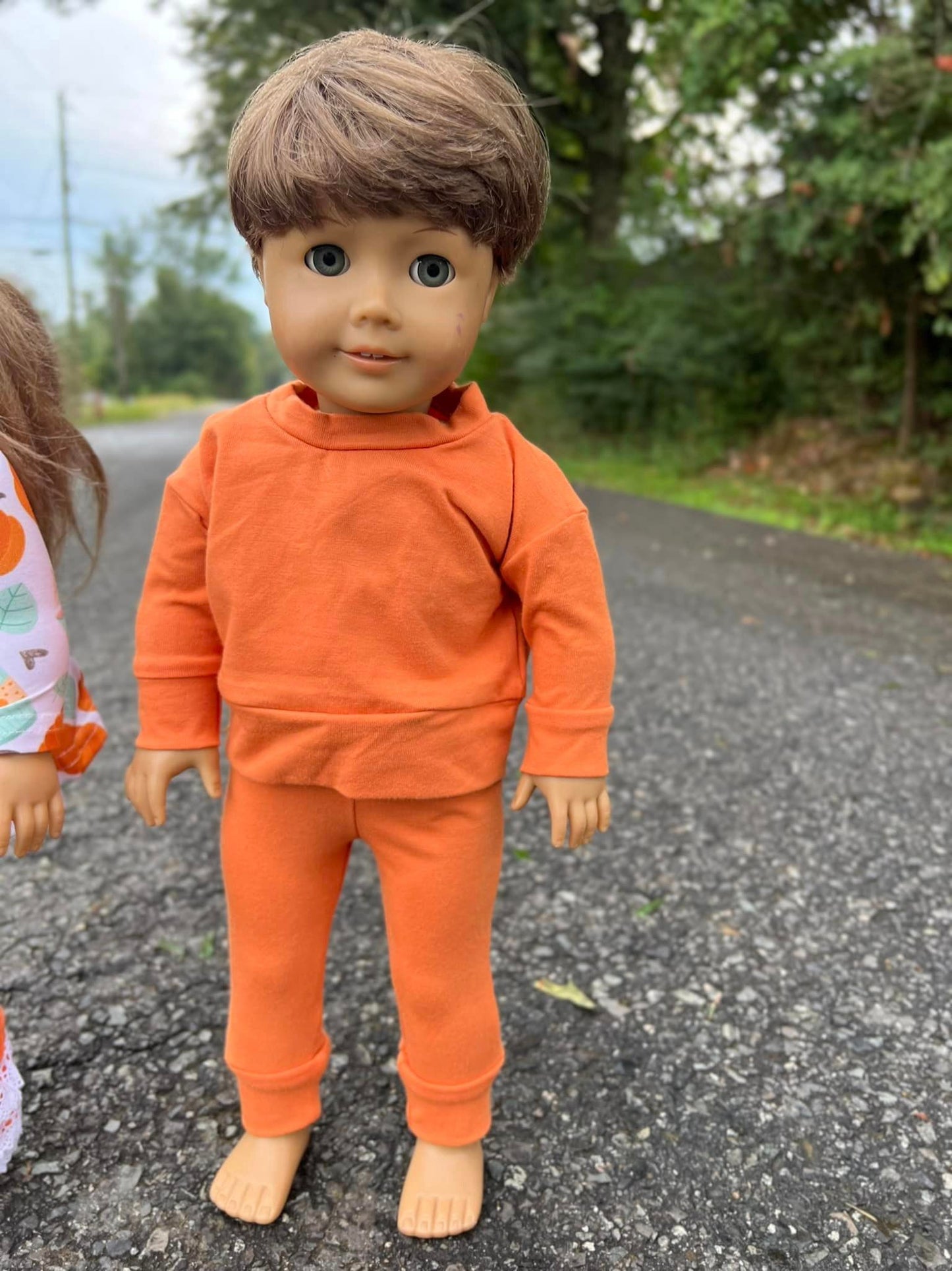 DOLL pumpkin orange light sweater and jogger set